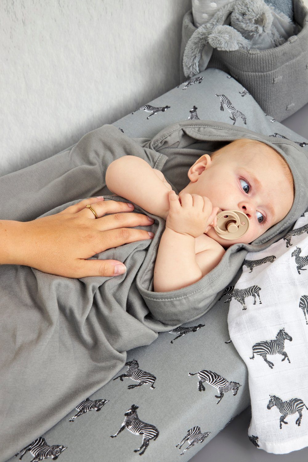 Meyco Baby Kapuzenhandtuch Cheetah, Uni Grey, günstig online kaufen