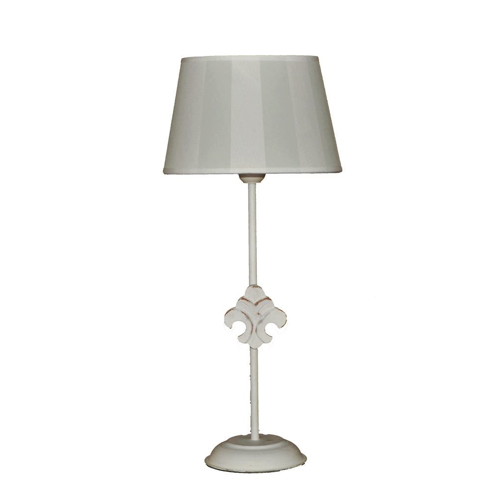 Dirk Davids Leuchten GmbH Tischleuchte Tischleuchte Metall Antik Weiß Gewischt Schirm Streifen Hell Olive