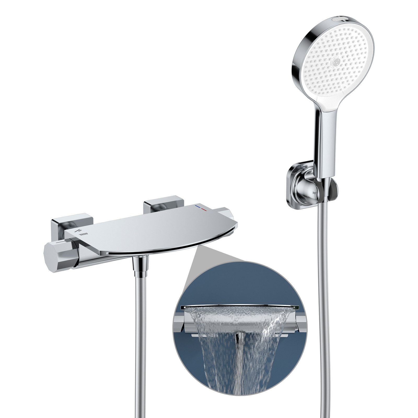 HOMELODY Brausegarnitur Badewannenarmatur verchromt, Wasserfall Wannenarmat günstig online kaufen