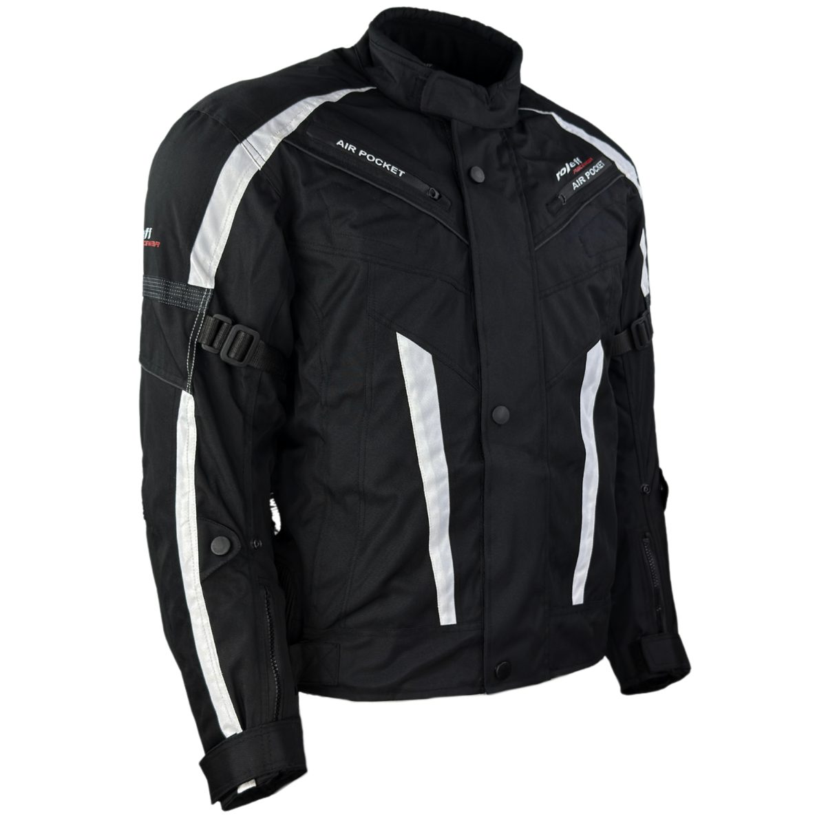 roleff Motorradjacke RO546 - Schwarz-Weiß, wasserdicht, atmungsaktiv & mit Protektoren auch in großen Größen, in verschiedenen Farben erhältlich