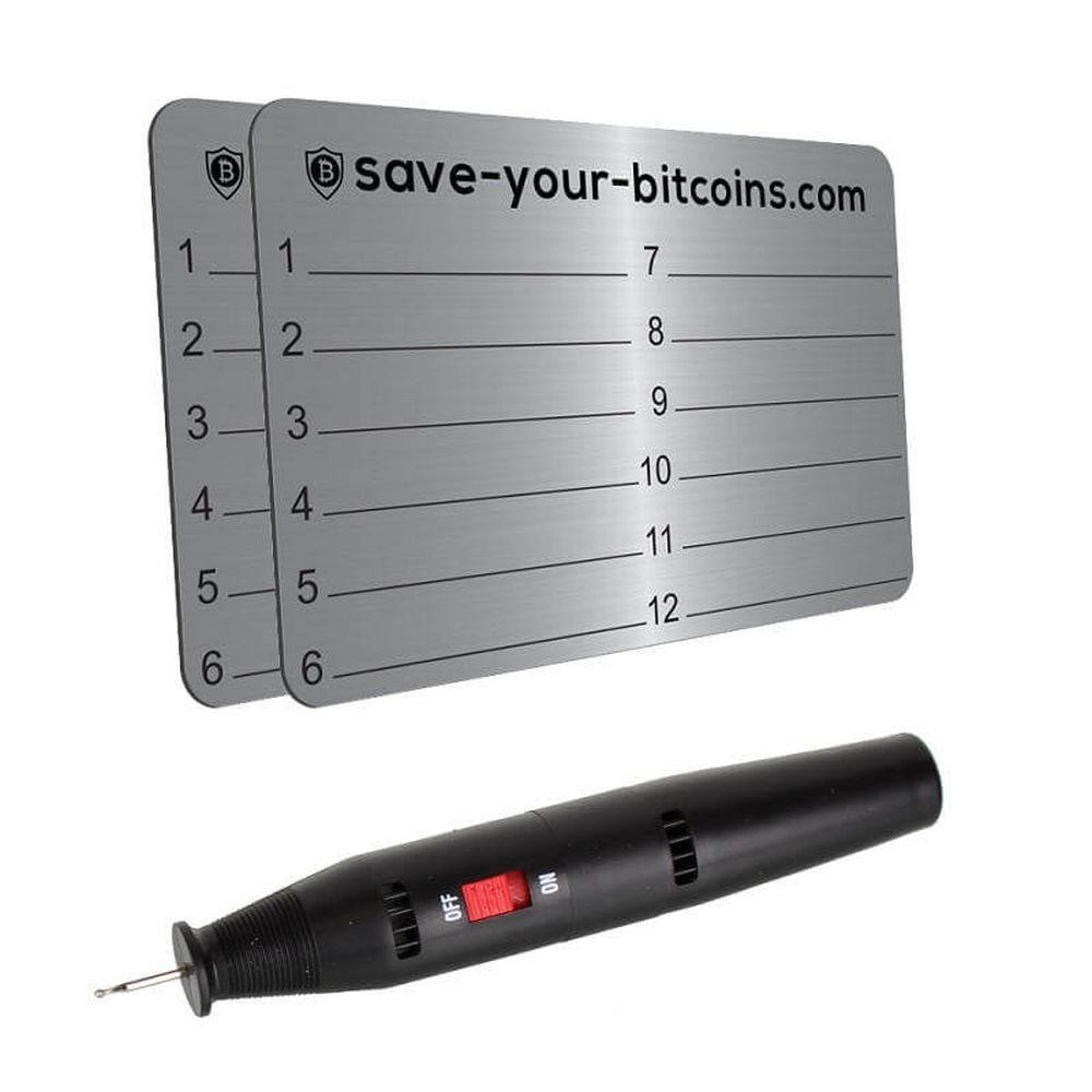 Hoopomania Graviergerät Hardware wallet seed phrase - Recovery Metallplatt, Spar-Set
