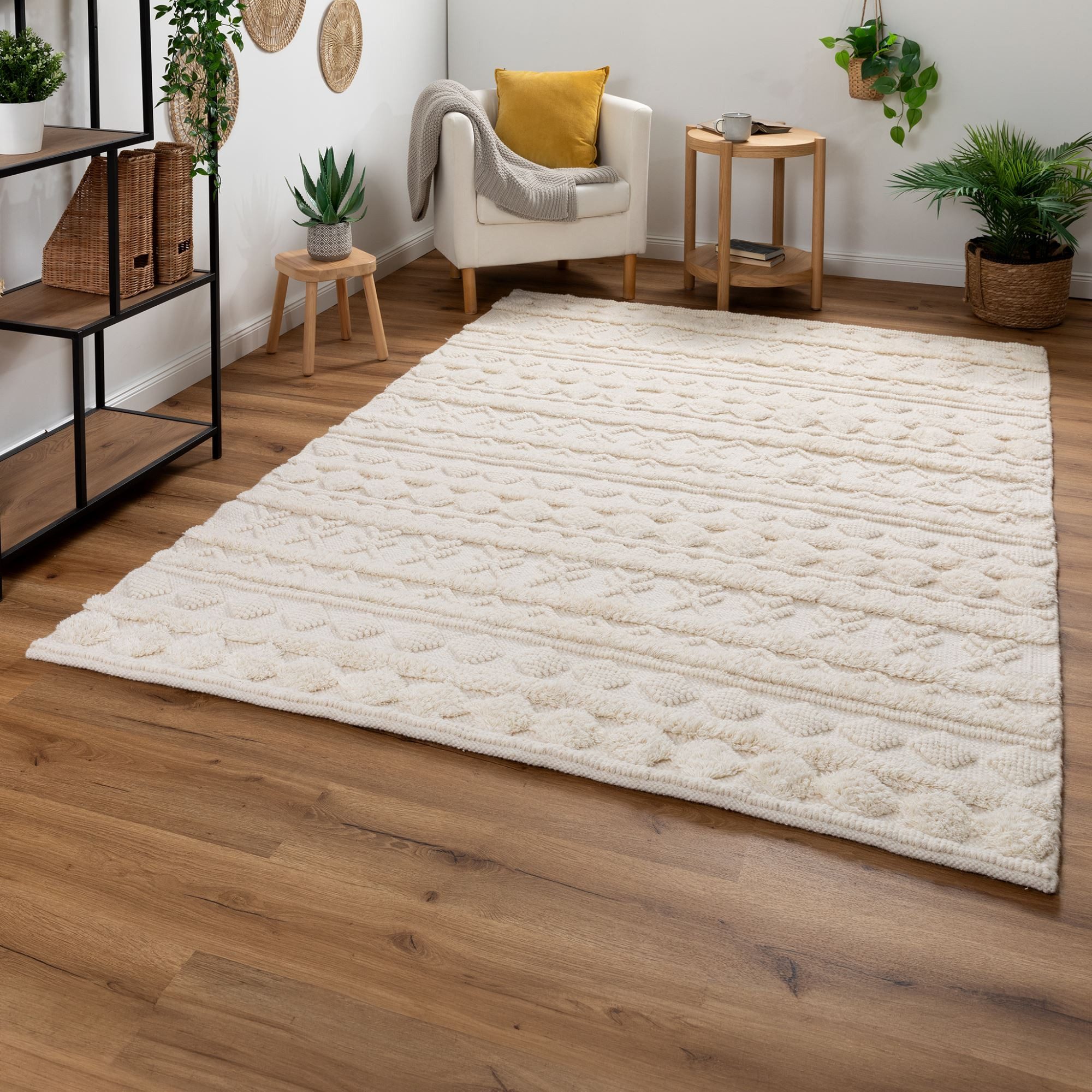 Steffensmeier Wollteppich Havana, Rechteckig, Kurzflor Teppich, Hoch-Tief-S günstig online kaufen