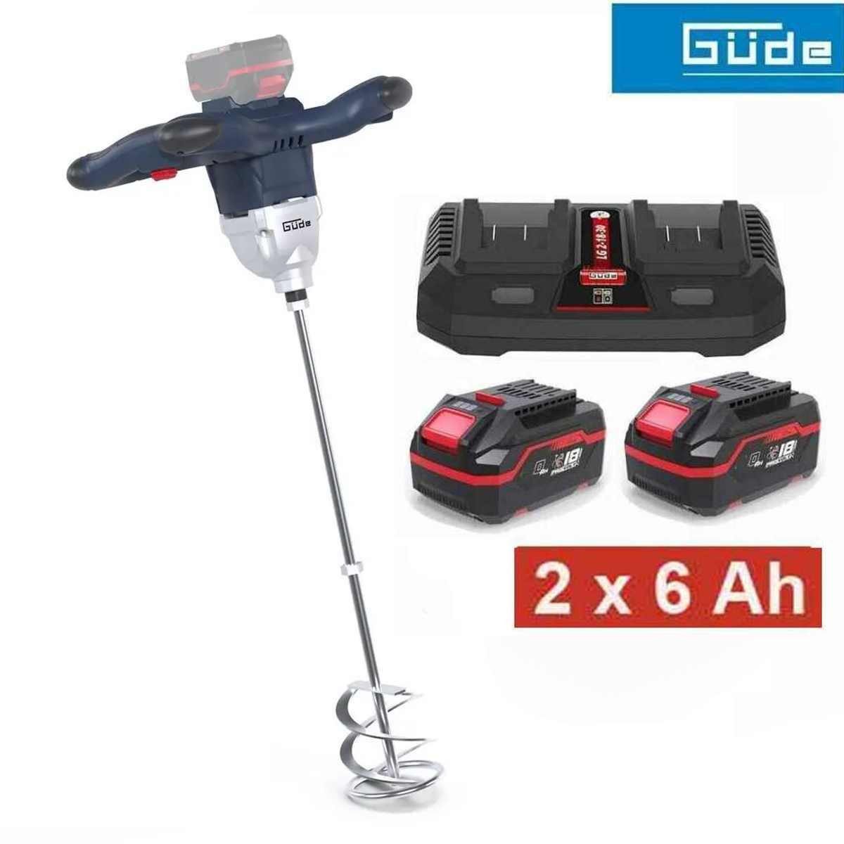 Güde Rührwerk Profi Rührwerk RW 18-601-2-30 mit 2 x Akku 6.0 Ah, + Doppel Ladegerät