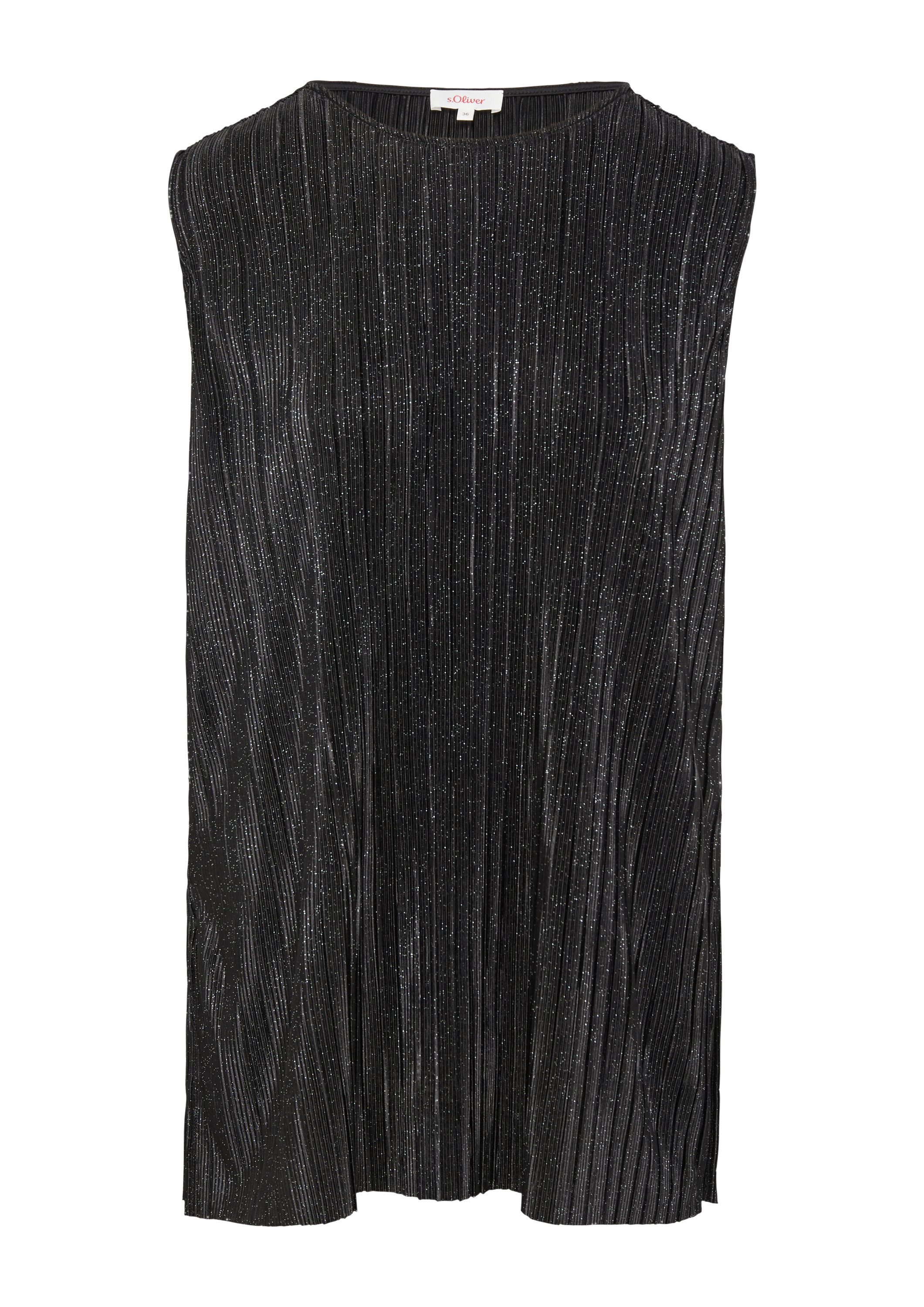 s.Oliver Muscleshirt T-Shirt Plissiertes Jersey-Top mit Glitzereffekt günstig online kaufen