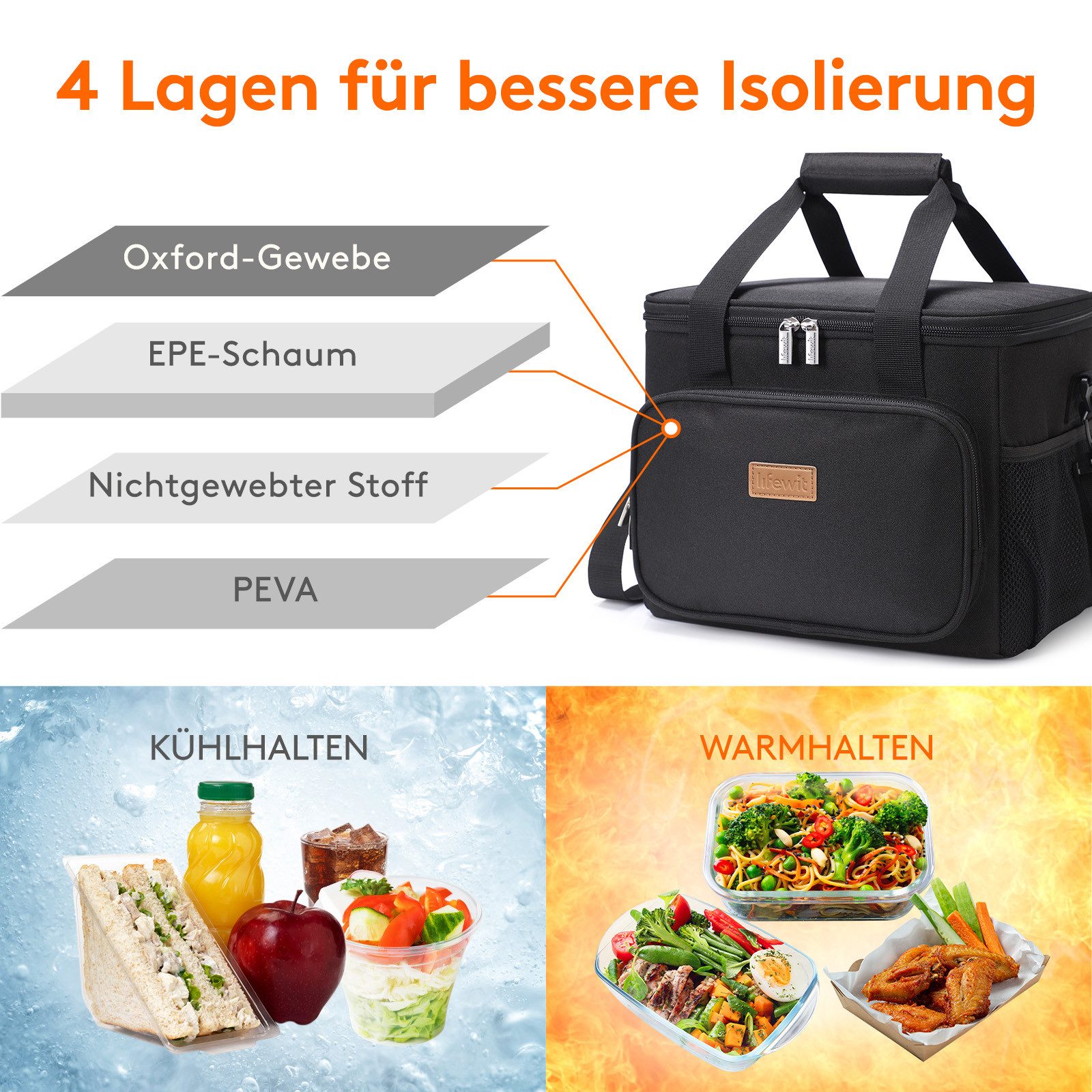 Lifewit Picknicktasche Kühltasche klein unterwegs, Isolierte Cooler Bag Lun günstig online kaufen