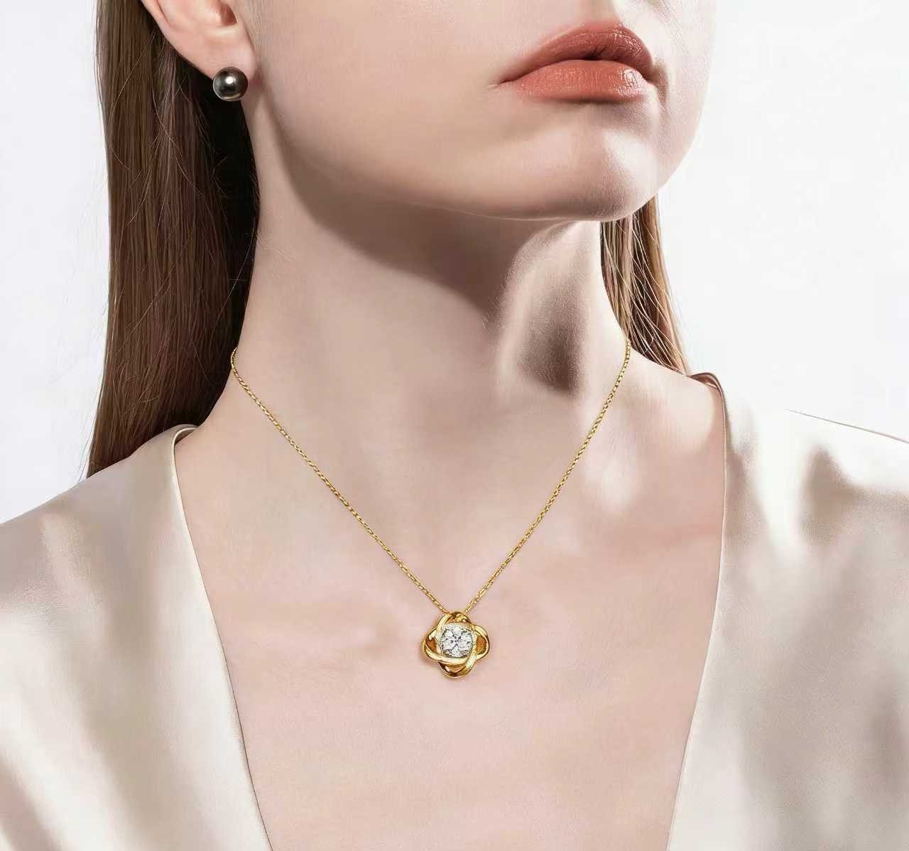 Jumpeak Kette mit Anhänger halskette damen gold,1ct labordiamant,kette für anhänger, große schwester geschenk,schulabschluss geschenk,tochter geschenk