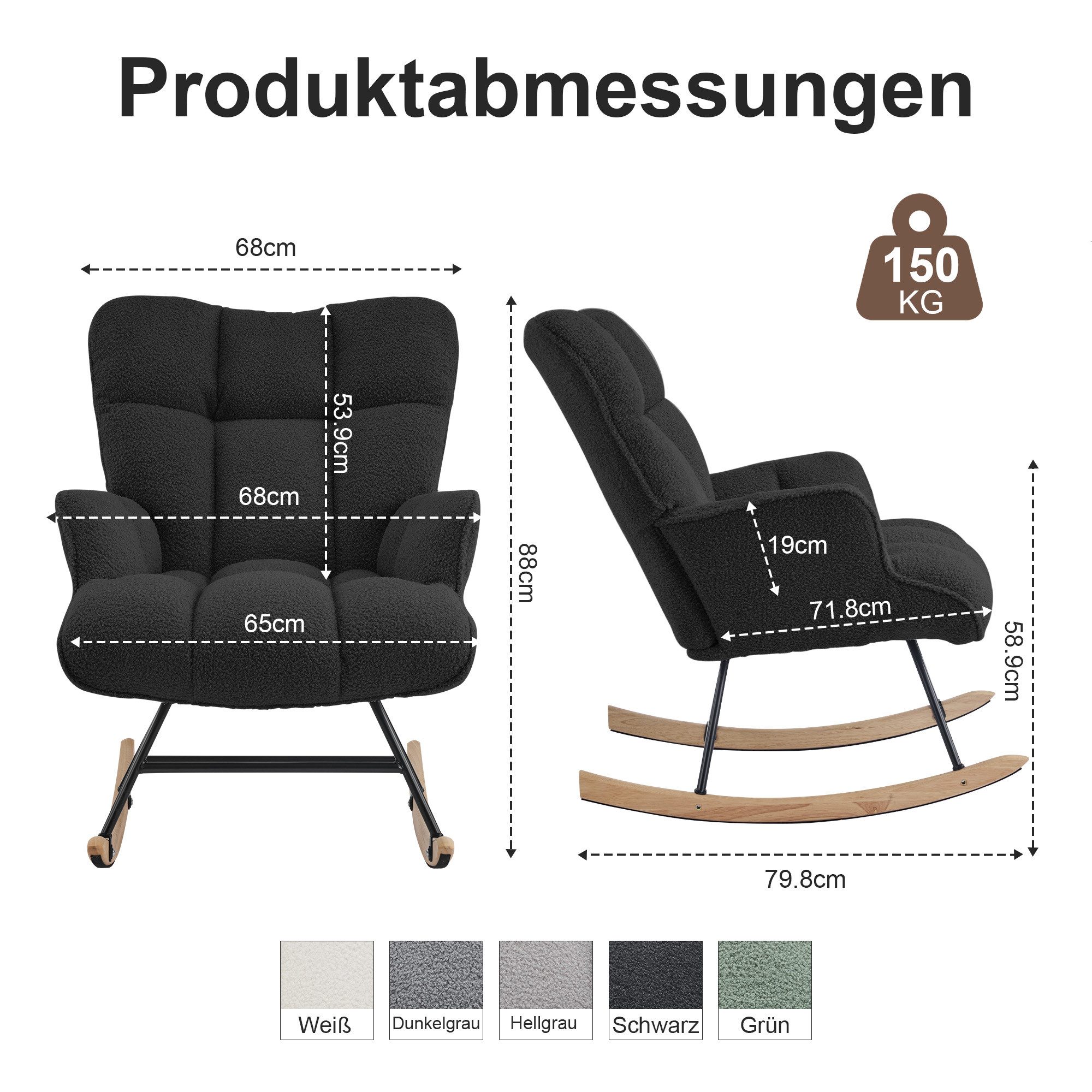 Aunekiv Schaukelstuhl Moderner Relaxsessel & Schaukelsessel in Teddyplüsch-Optik (1 St), perfekt als Stillstuhl & Lesesessel für Wohn- und Babyzimmer