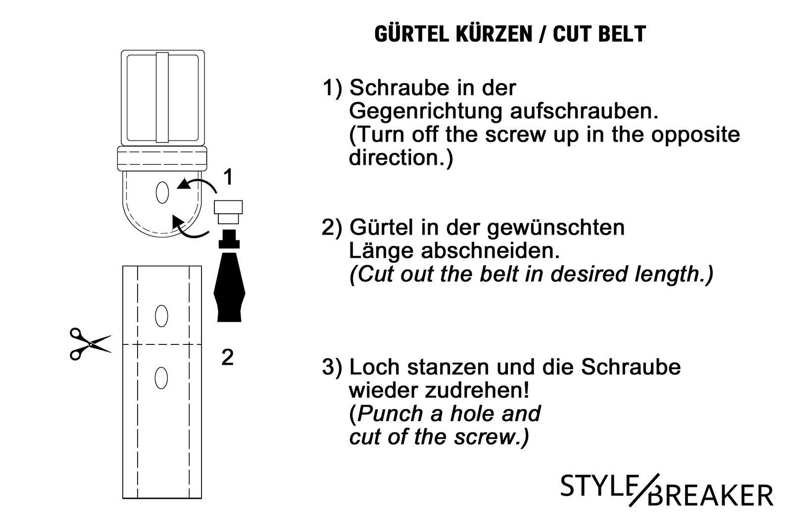 Optik Synthetikgürtel styleBREAKER Pinselstrich in Schwarz Gürtel