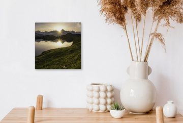 OneMillionCanvasses® Leinwandbild Schweiz - Alpen - Wasser, (1 St), Leinwand Bilder für Wohnzimmer Schlafzimmer