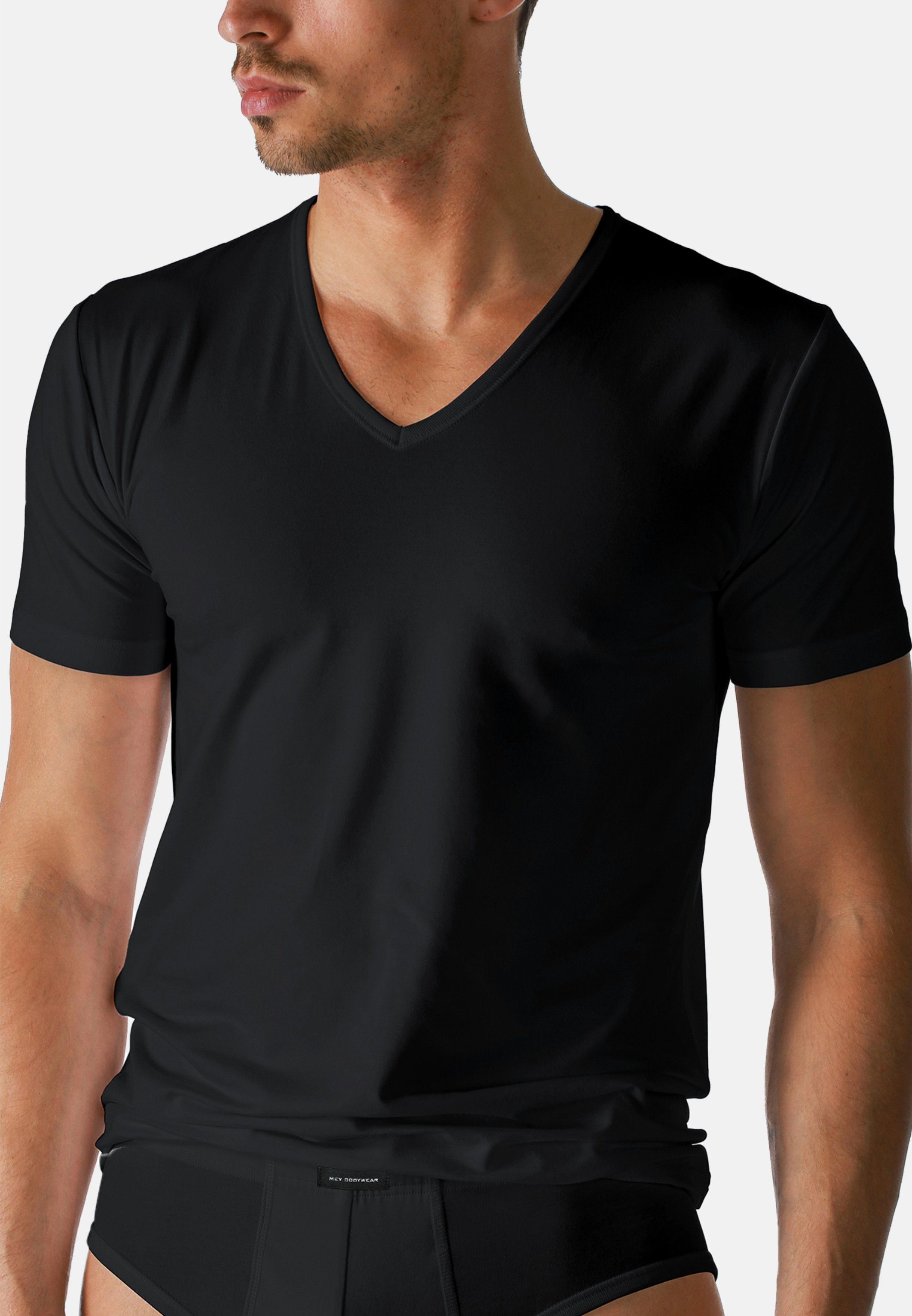 2er Dry / Thermoregulierend - 2-St) Mey Schwarz Cotton Unterhemd - Shirt (Spar-Set, Pack Kurzarm Baumwolle Unterhemd