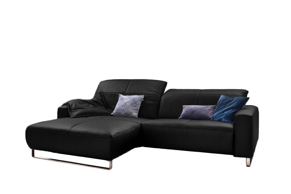 Sitztiefenverstellung Sofa, Recamiere Ecksofa mit rechts KAWOLA YORK, links, ohne schwarz od. od.