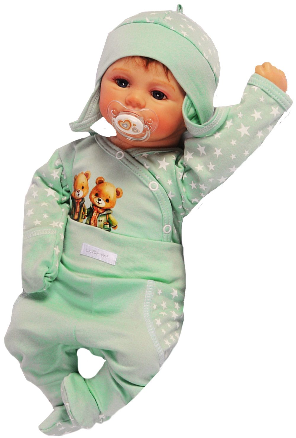 Body & Hose Baby Anzug Wickelbody Schlupfhose Mütze Set in Mintgrün