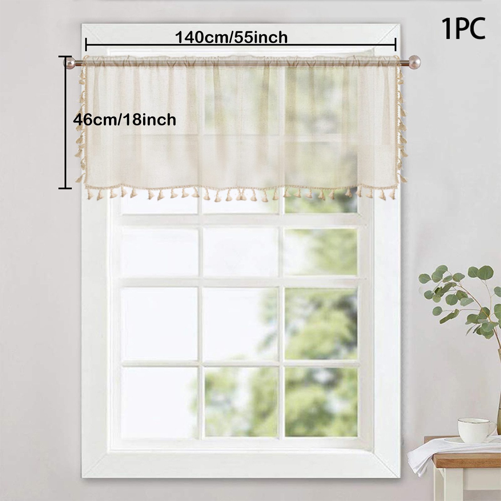 BTTO V&G Scheibengardine Bistrogardine,Kurz Gardinen mit Quasten,Kleines Fe günstig online kaufen