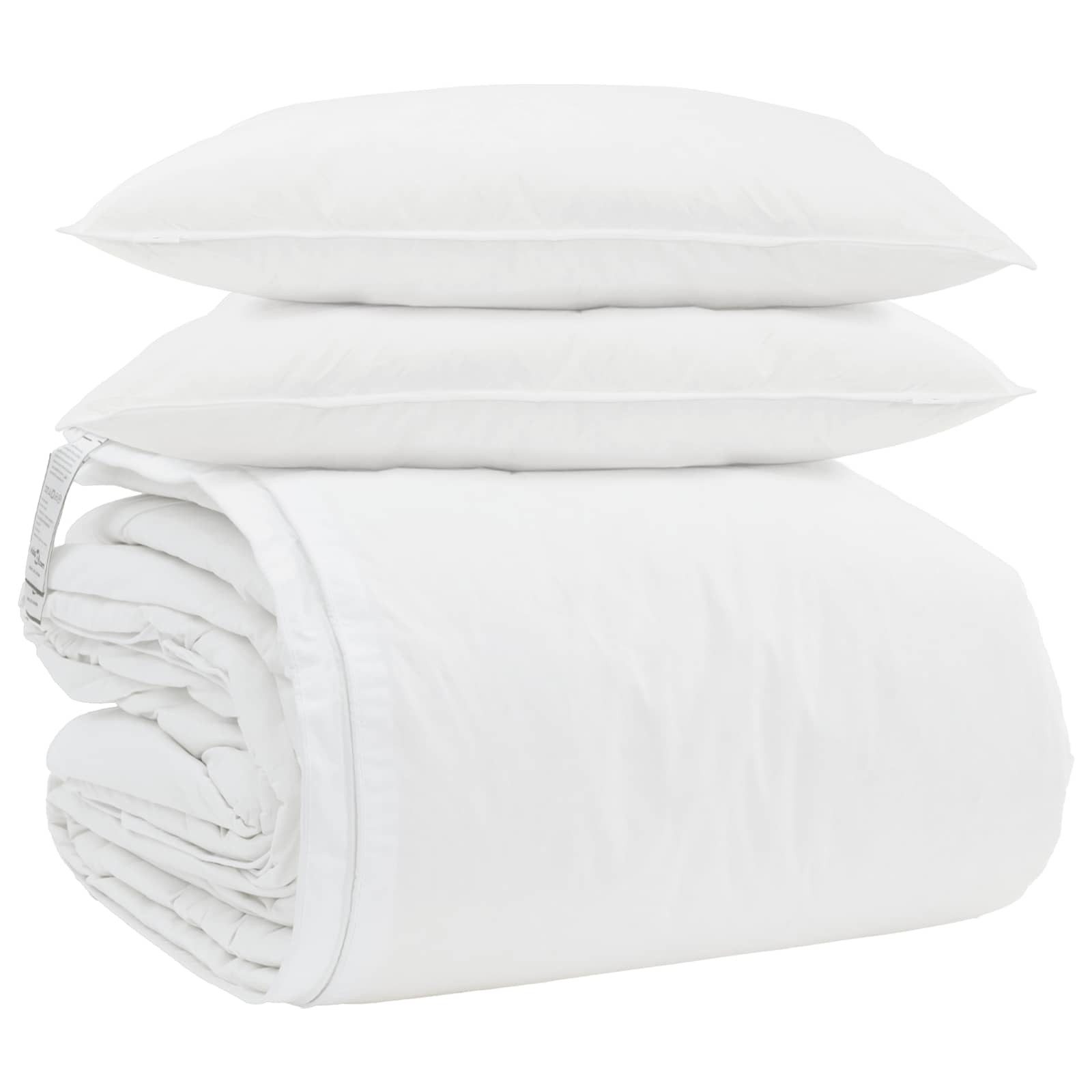 vidaXL Bett Bettdecken Set mit Kissen 3 stk. Weiß Daunenfeder (3-tlg)