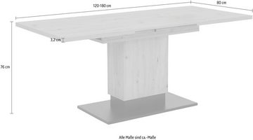 HELA Säulen-Esstisch Lorena T, ausziehbar 120-180 cm