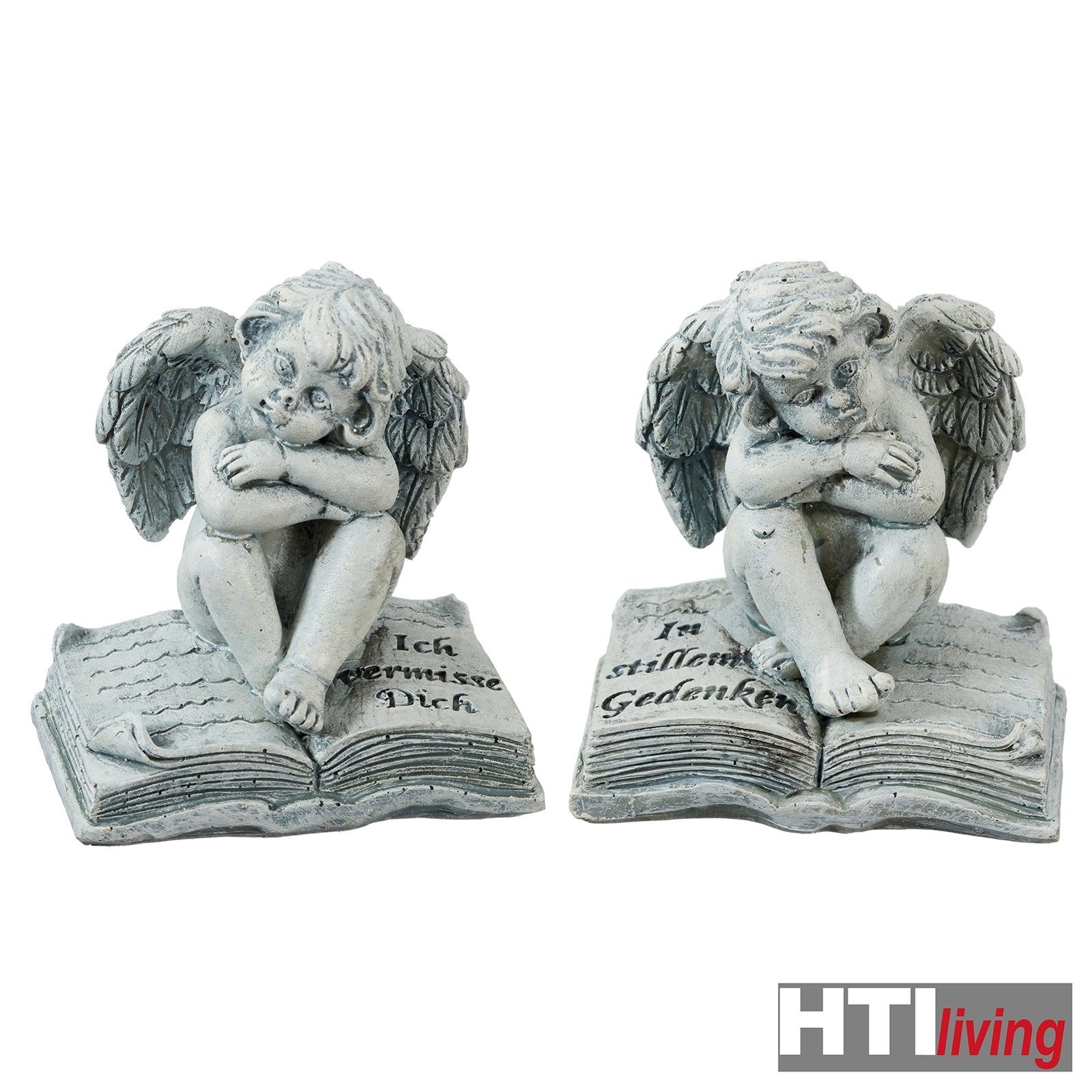 mit HTI-Living Grabschmuck grau Mini Grabfigur Grabengel, Spruch, Dekofigur