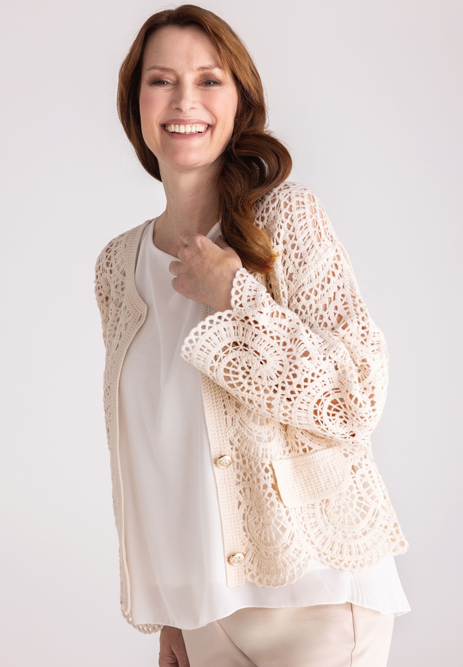 FRANK WALDER Cardigan mit edlen Knöpfen