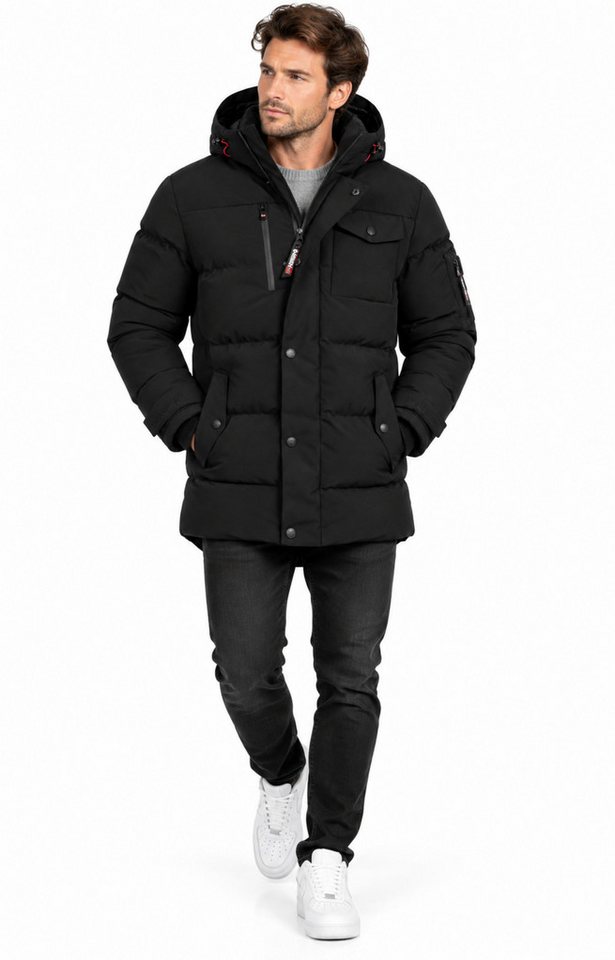 Geographical Norway Steppjacke Herren Winterjacke Steppjacke warm wattiert mit Kapuze Parka Jacke
