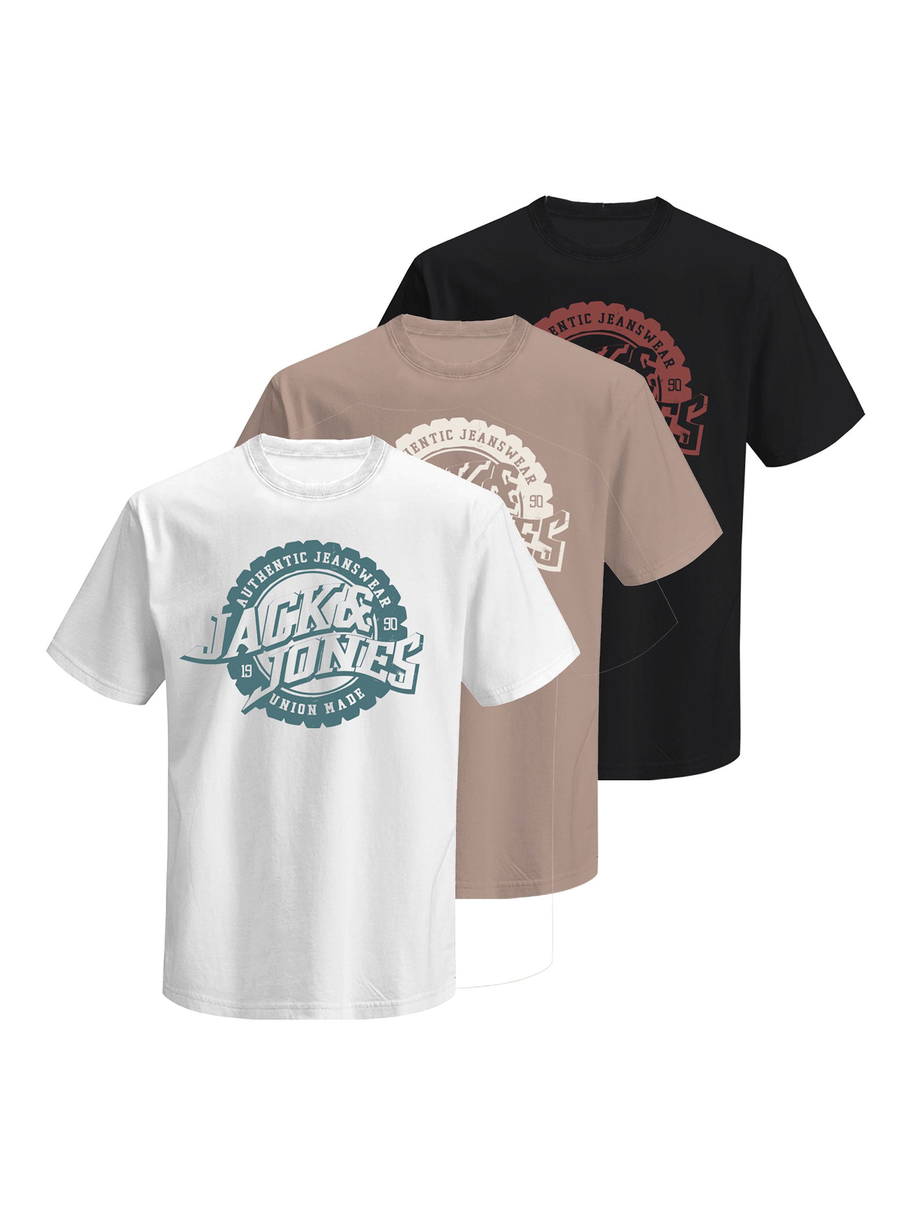 Jack & Jones Rundhalsshirt JPRBLUBARON SS TEE FST 3PK MP (Packung, 3-tlg) günstig online kaufen