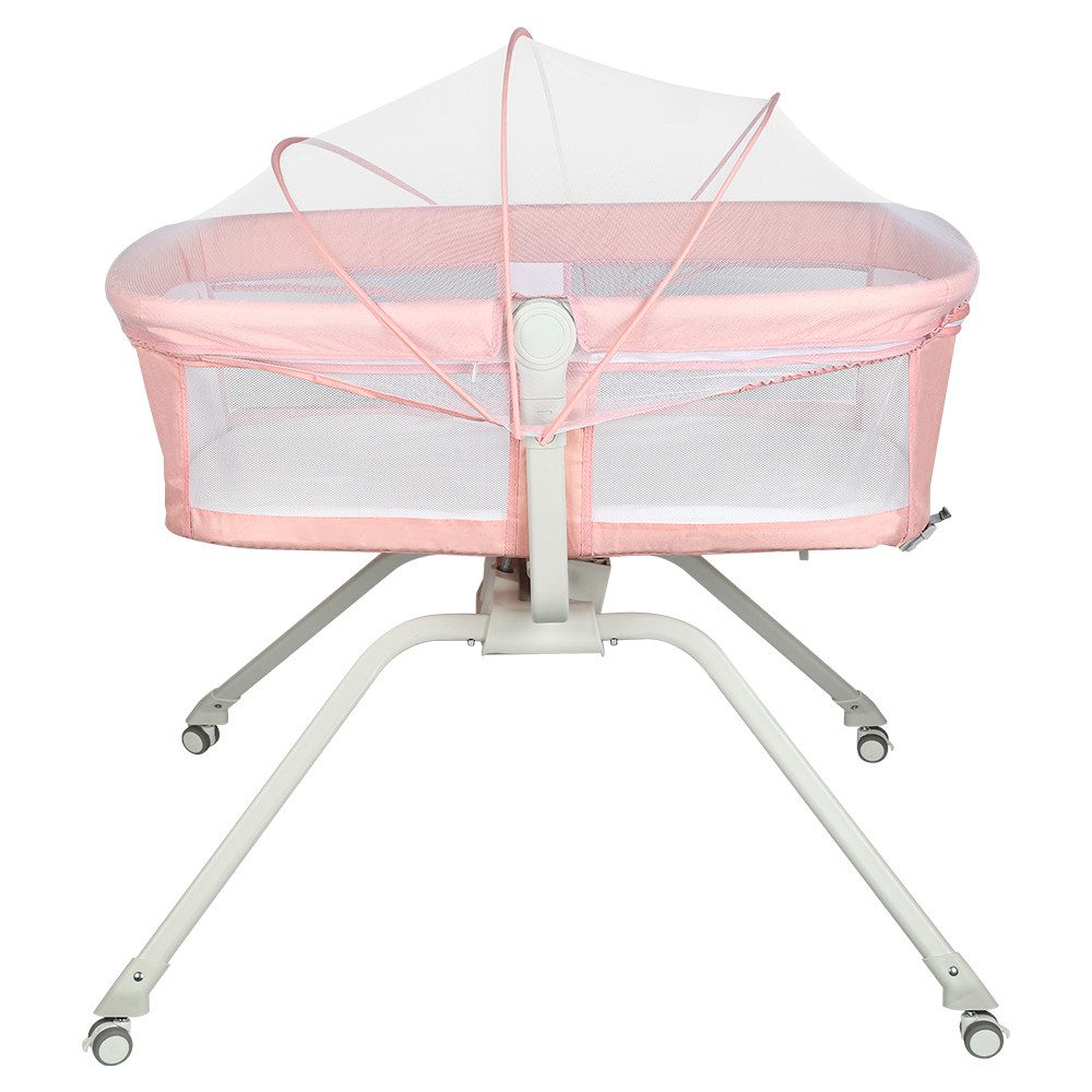 JEOBEST Beistellbett Babywiege, Beistellbett Baby, Baby Bett mit Rollen, Einfach Transport, mit Moskitonetz, Atmungsaktives Maschen-Design