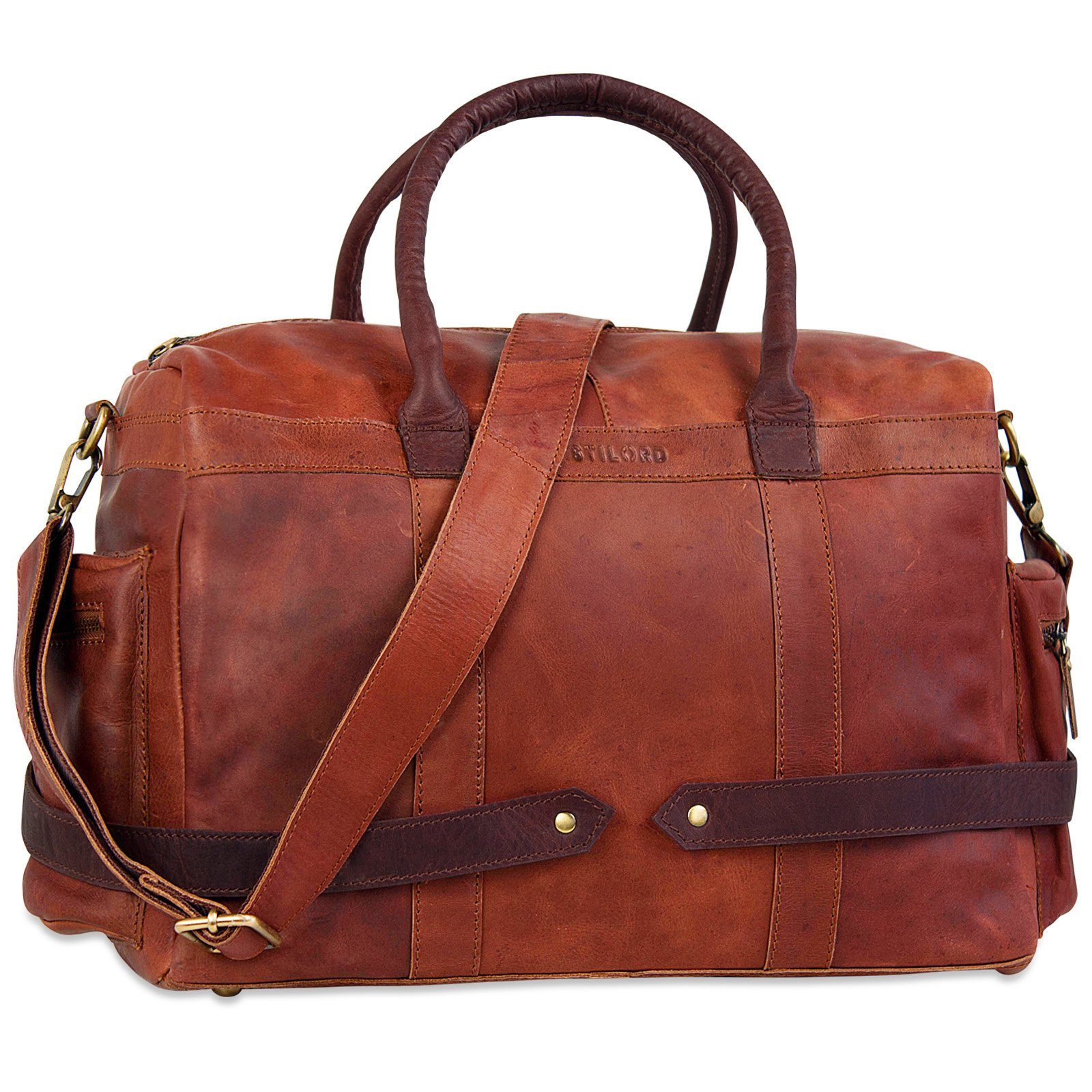 STILORD Reisetasche "Travis" Weekender Leder Vintage cognac - braun