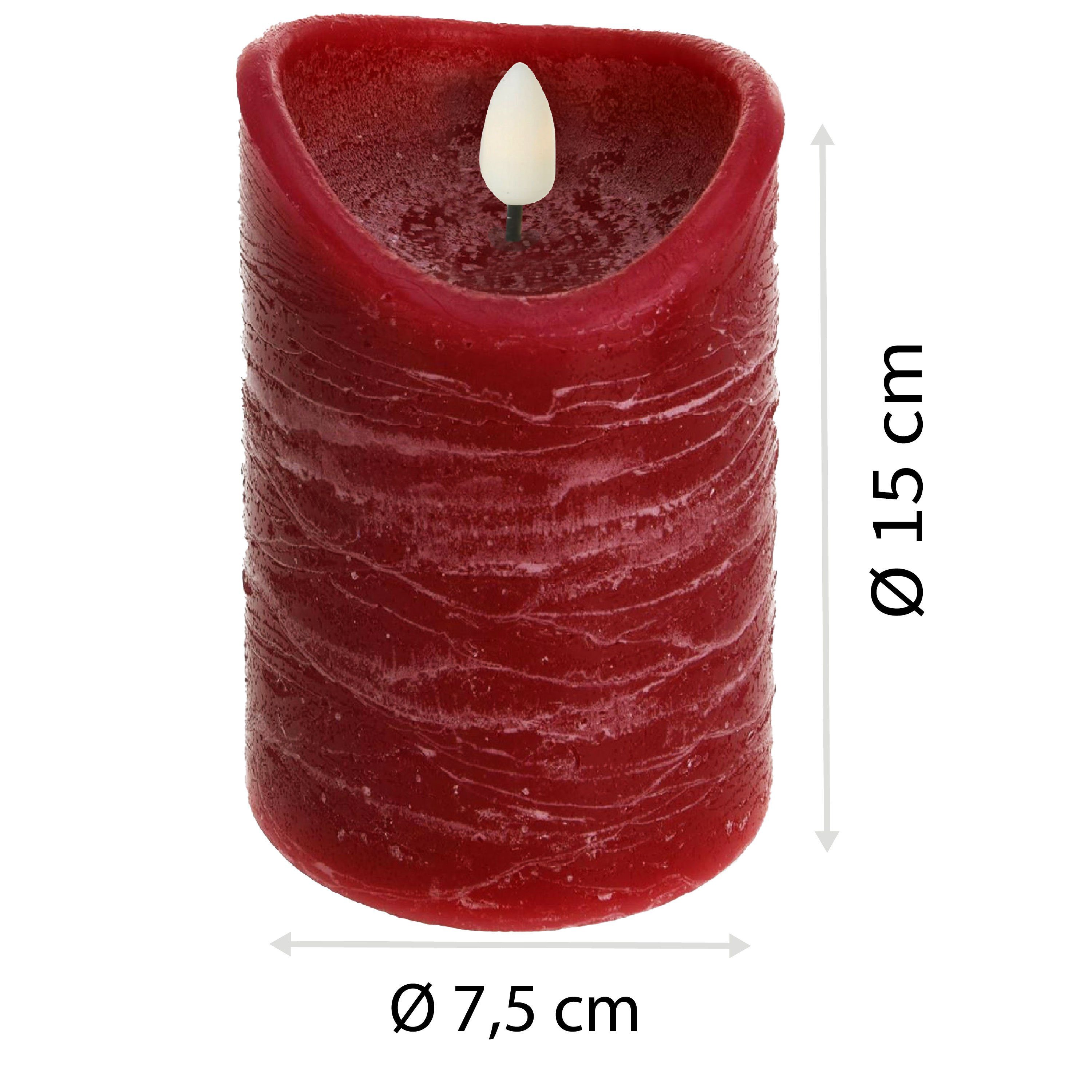 ToCi LED-Kerze LED Echtwachs Kerzen Set Timer schwarzer Docht Rot Ø7,5x12,5 günstig online kaufen