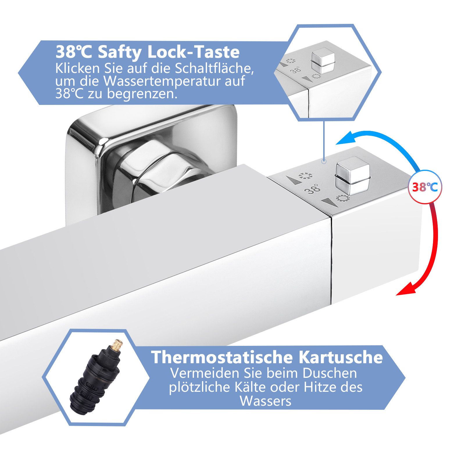 WOOHSE Duscharmatur mit Thermostat, Aufputz Mischbatterie günstig online kaufen