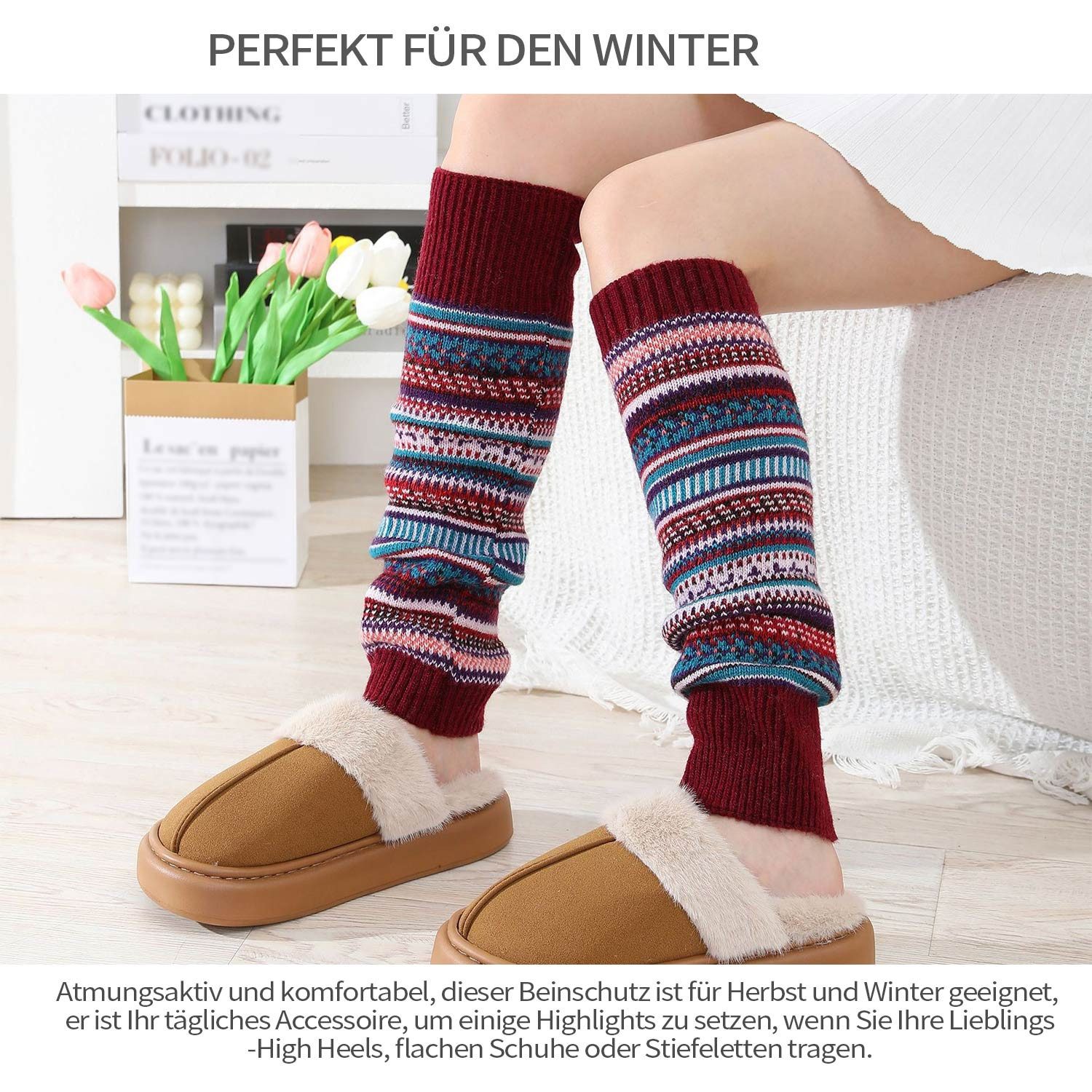 Refttenw Beinstulpen Stulpen Böhmen,Beinwärmer Damen für Winter,Lange Winter Beinwärmer