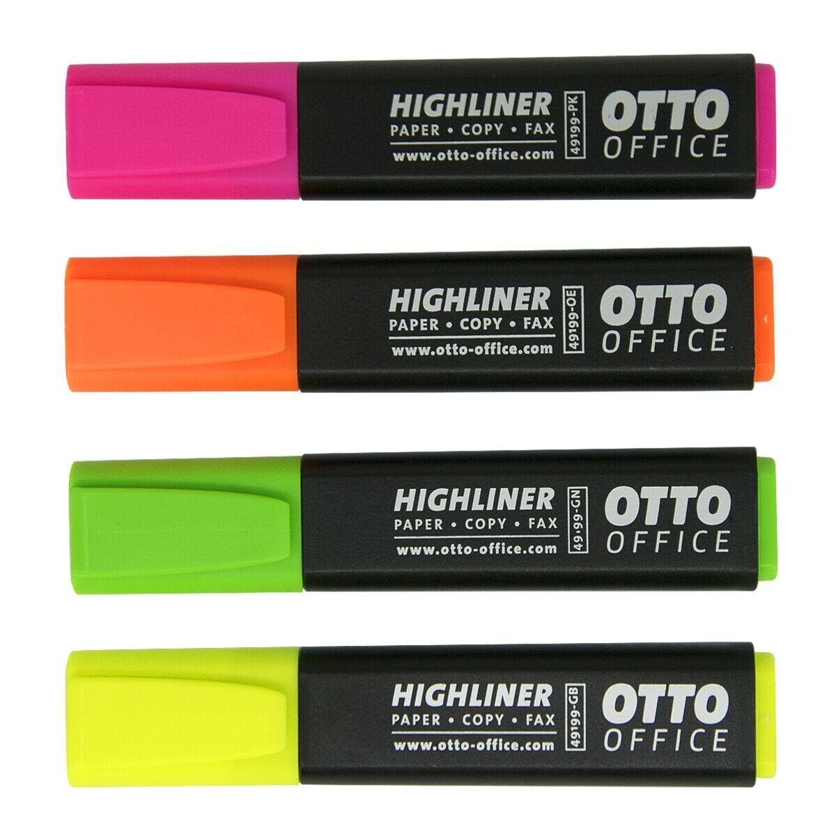 Office Highliner, gelb, Otto Marker (4-tlg), Textmarker Kappe orange Office mit grün, pink,