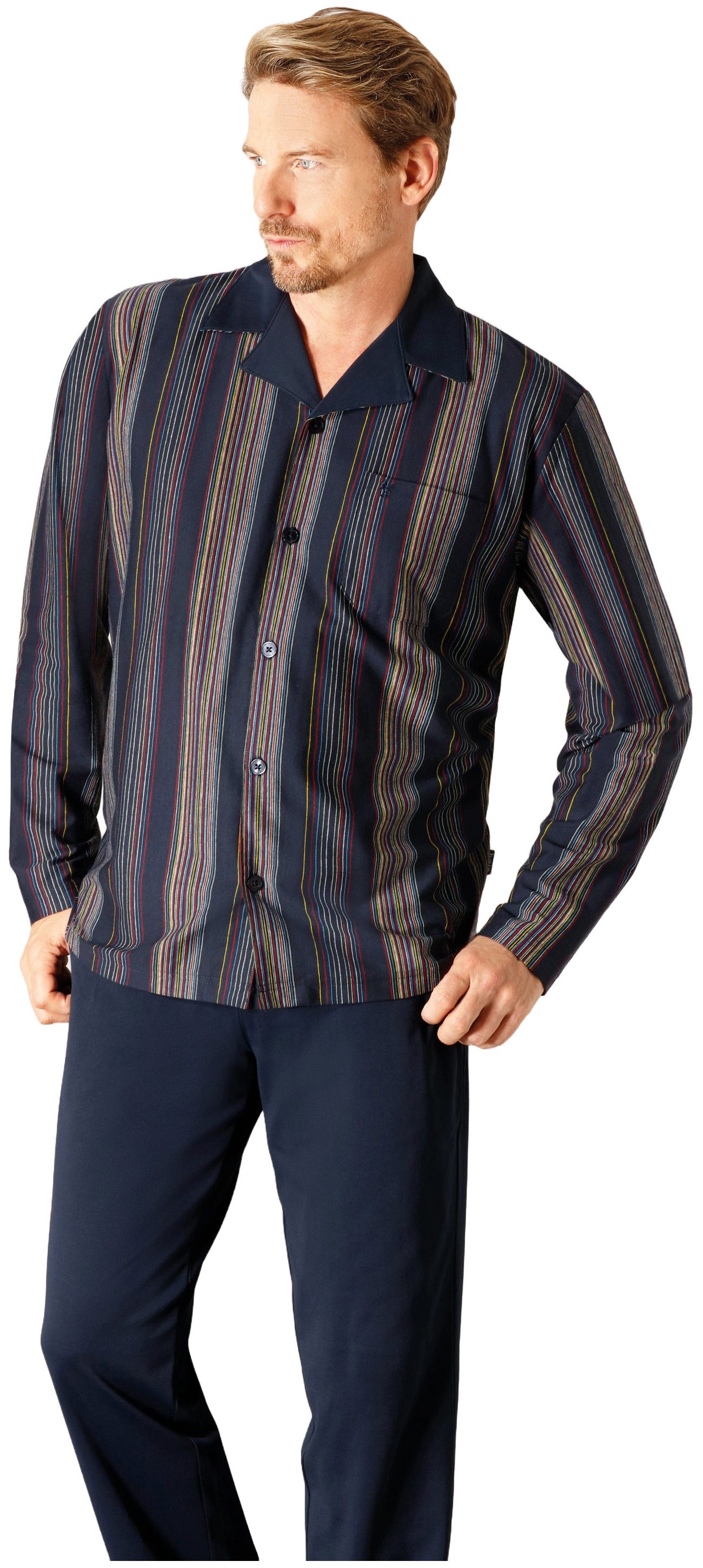 Hajo Schlafanzug Herren Pyjama geknöpft (2 günstig online kaufen