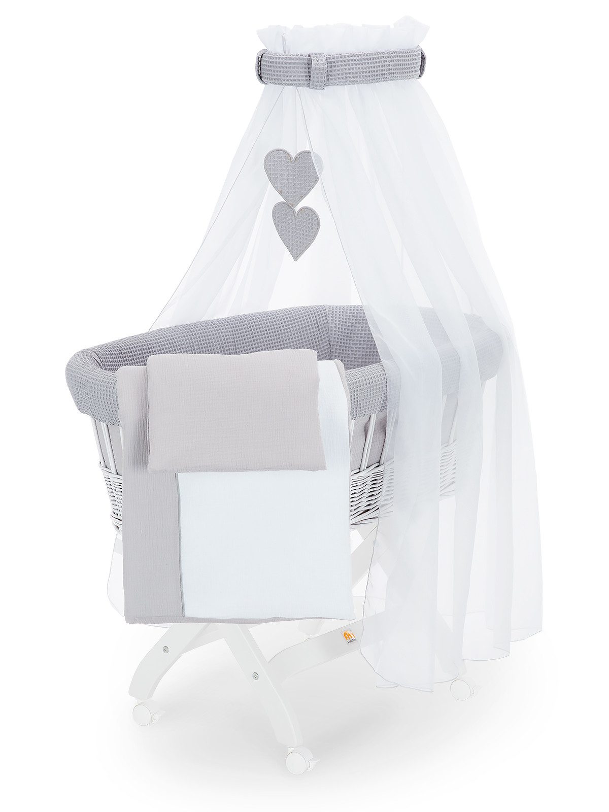 FabiMax Stubenwagen weiß lackiert, Komplettset, Komplettset, Musselin & Waf günstig online kaufen