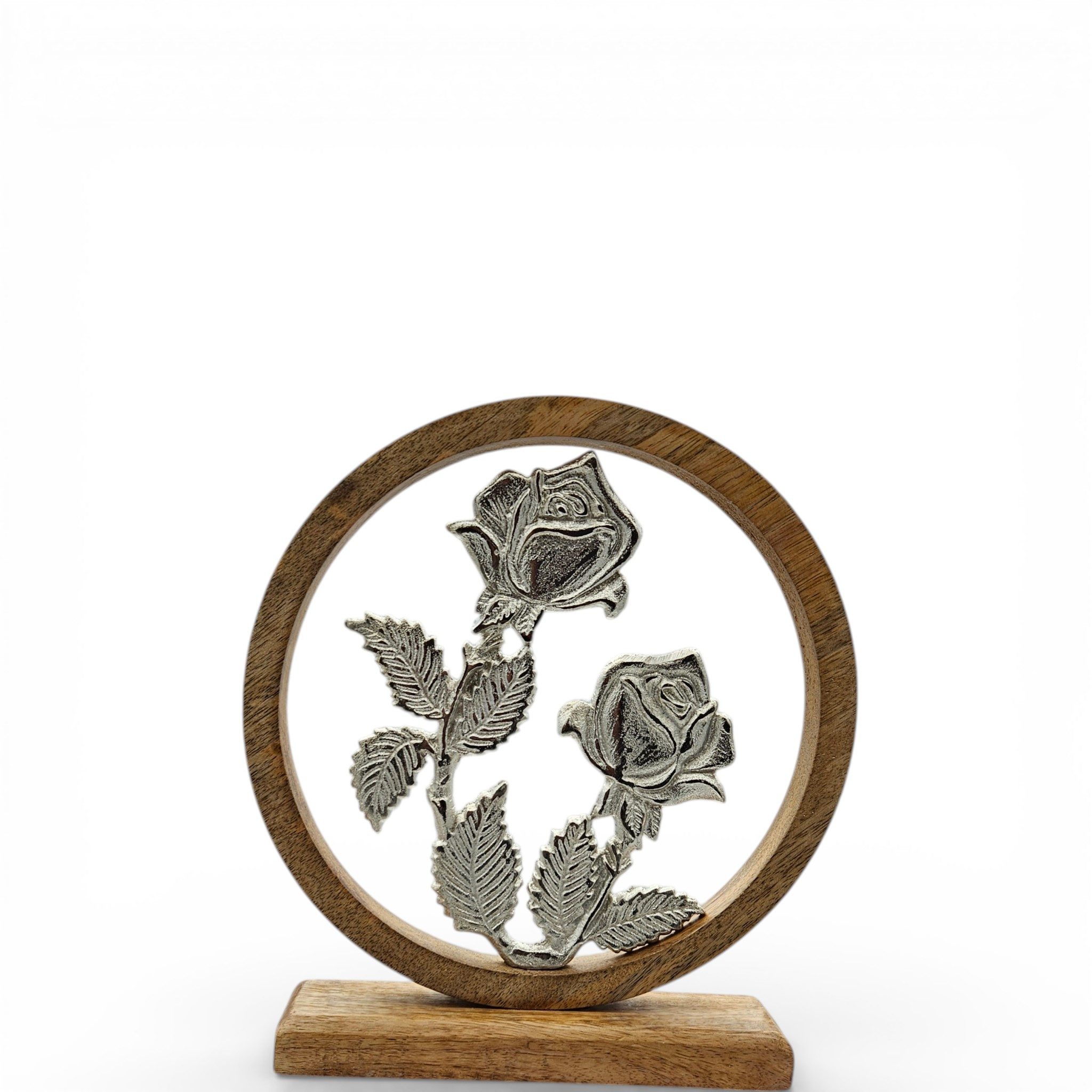 Meinposten Deko-Schriftzug Holzschild mit Blumen Deko Schild Aufsteller Holzschild Metall Rosen (1 St)