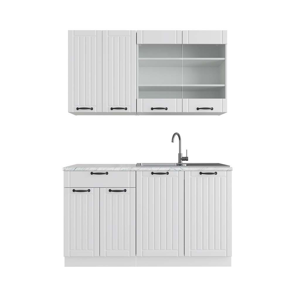 Vicco Küchenzeile R-Line, Weiß Hochglanz/Anthrazit, 140 günstig online kaufen