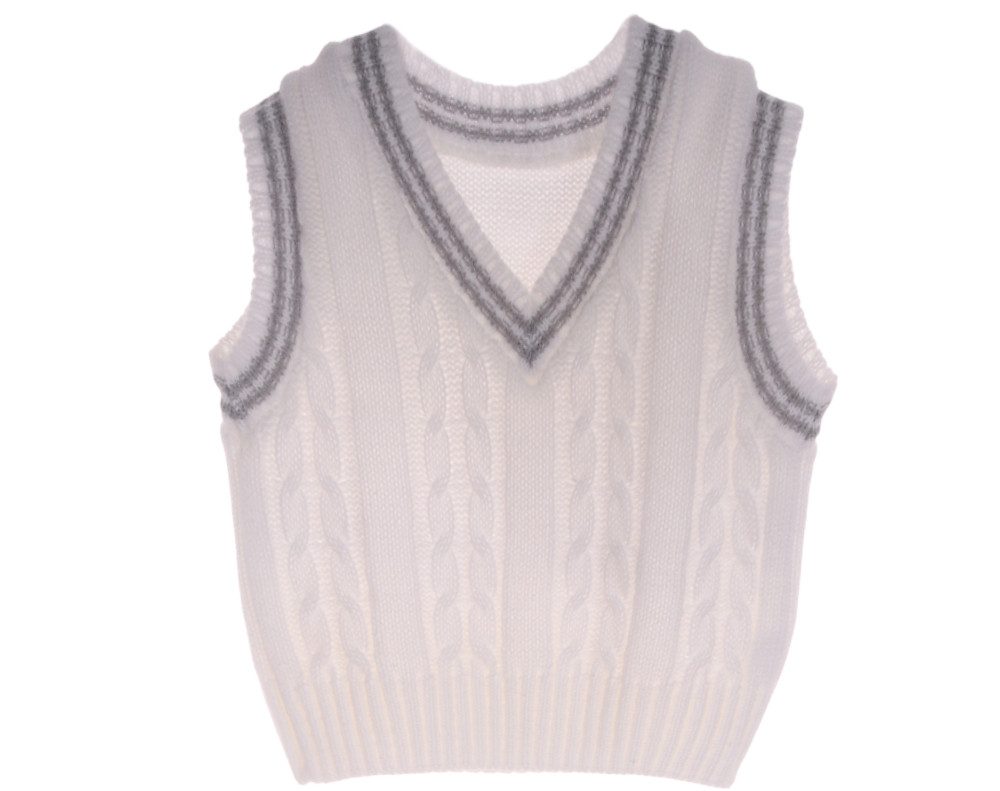 La Bortini Strickweste Baby Weste in Weiß Zopfmuster ärmellos perfekt für Taufe, wärmend, weich, 56 62 68 74