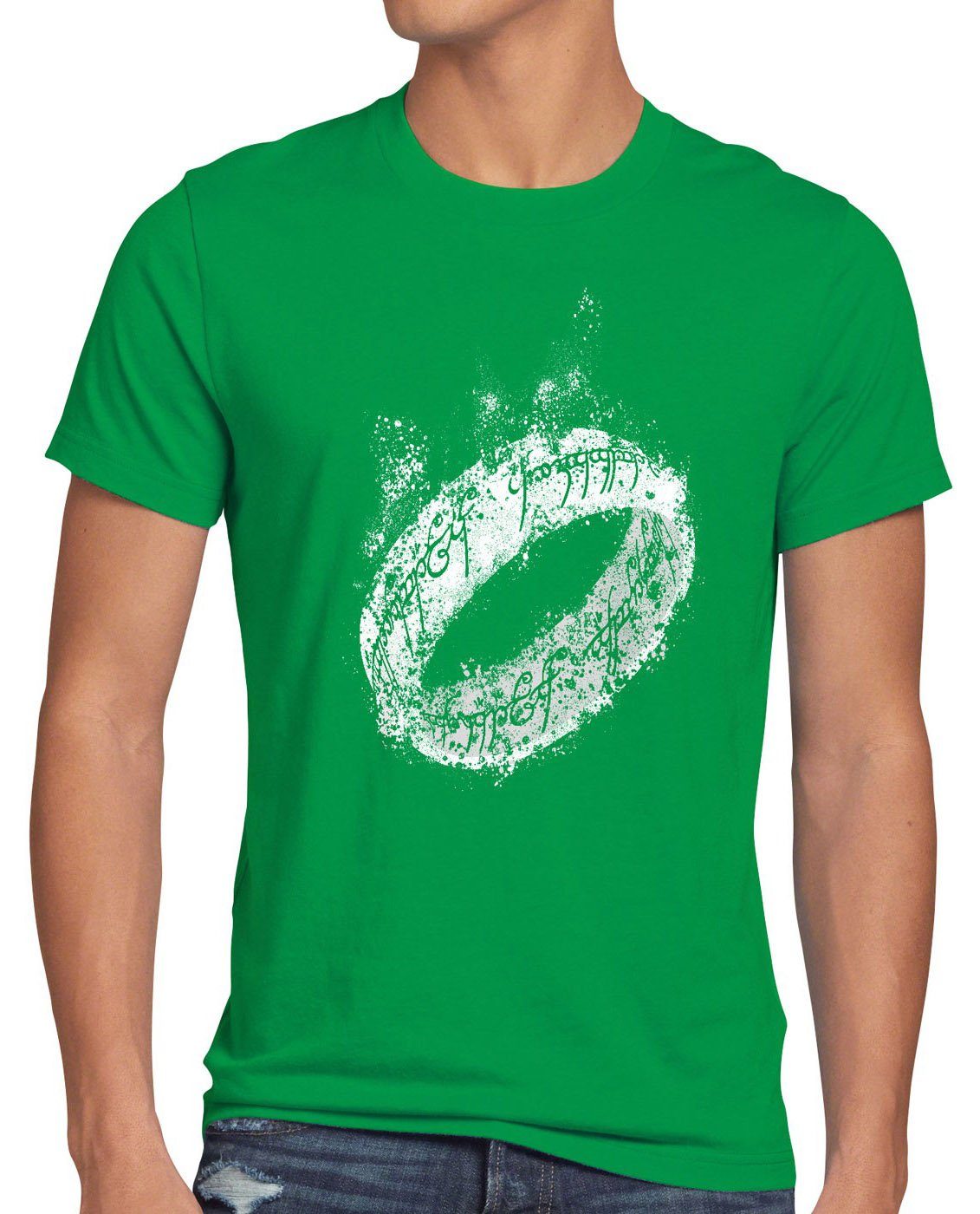 Herr ringe Triologie grün Eine Auenland frodo Herren T-Shirt Neuseeland Lord Der Print-Shirt Ring style3