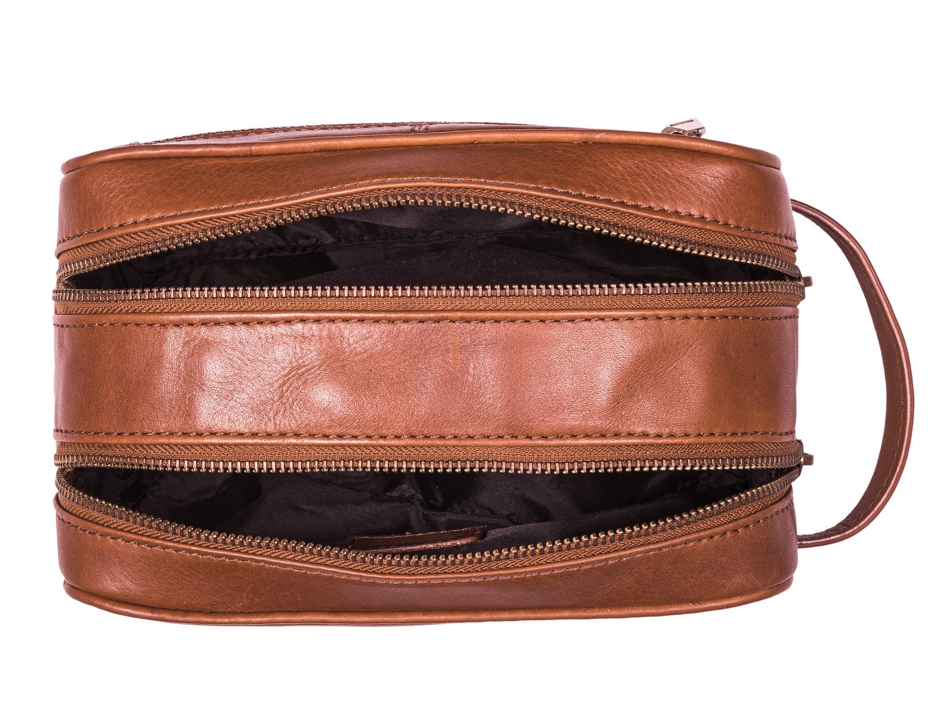 Benthill Kulturbeutel Echt Leder Kosmetiktasche weiche große Kulturbeutel Travel Beutel, Reißverschlussfach