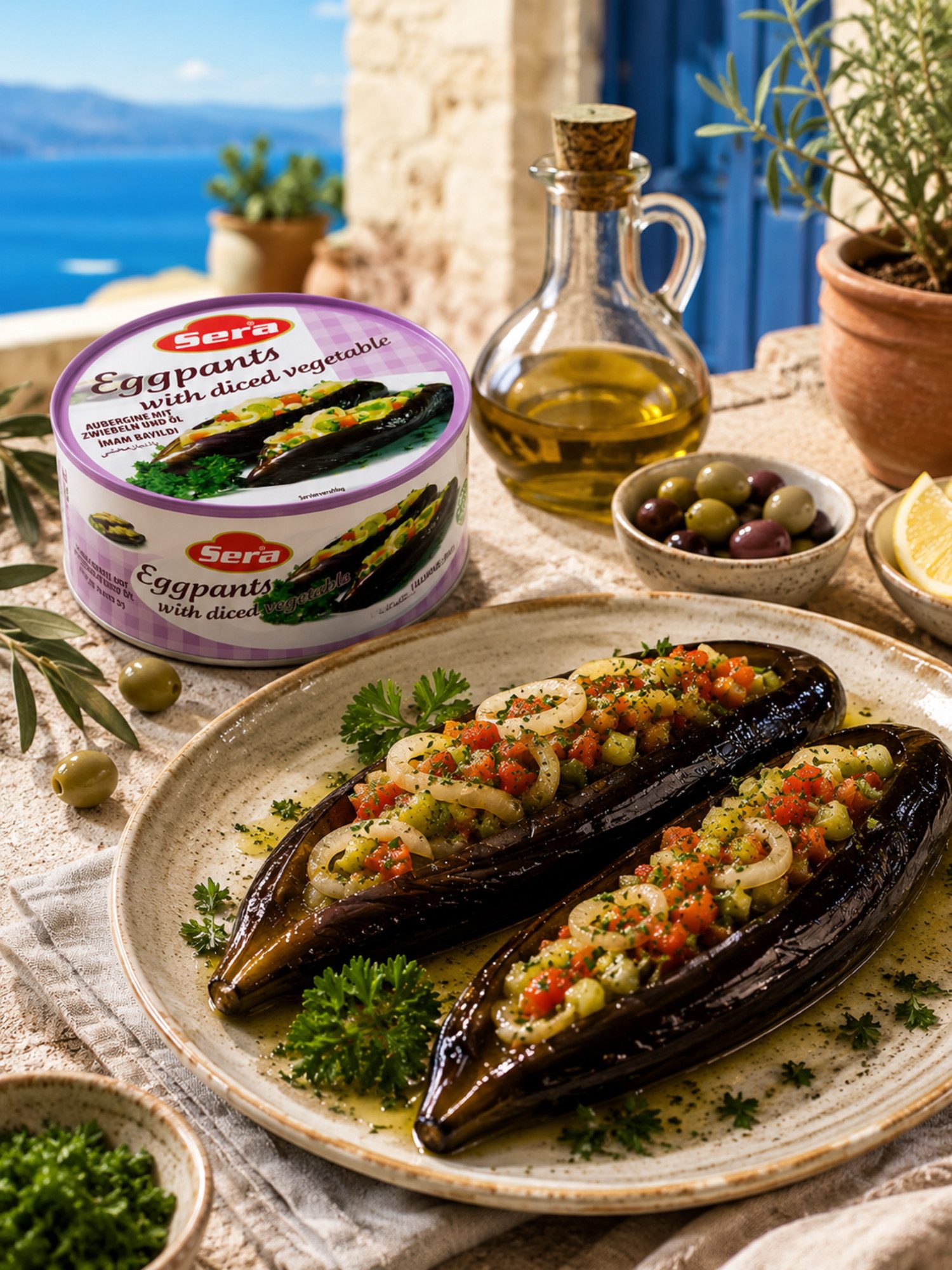SERA FOOD Fertiggericht Auberginen mit Gemüsewürfeln – mediterran & servierfertig, (Vegane Konserven), Spezialität, servierfertig, vegan/vegetarisch, hochwertig – Bild 3 von 4