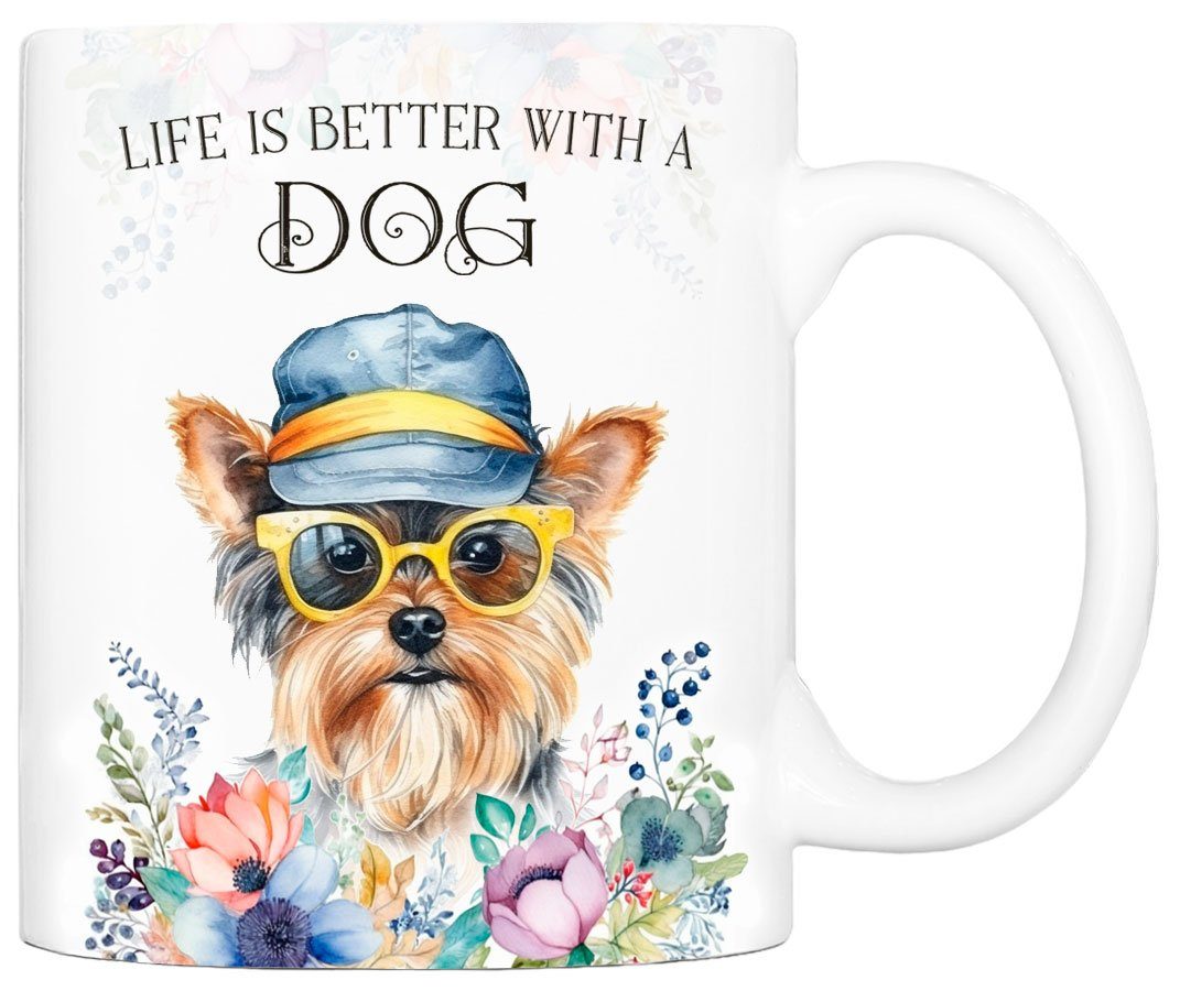 Geschenk, beidseitig Tasse Hundefreunde, TERRIER bedruckt, für 330 handgefertigt, - Kaffeetasse Cadouri YORKSHIRE Keramik, mit Hunderasse, ml