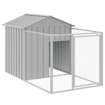 vidaXL Hundezwinger Hundehütte mit Dach Hundehaus Zwinger Hellgrau 117x813x123 cm Verzinkt