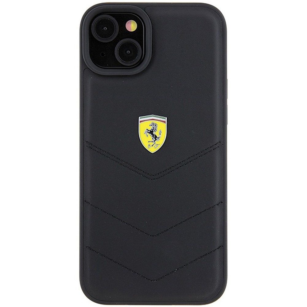 Ferrari Handyhülle Gesteppte Lederhülle 6,7, Rindsleder, Steppnaht, Ferrari-Metalllogo, Kantenschutz