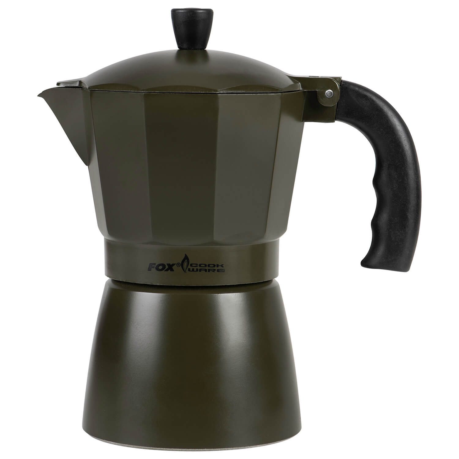 FOX International Кофеварка эспрессо, 0,45l Kaffeekanne, Perfektes Gadget für die Zubereitung von Qualitätskaffee am Ufer, 2 Größen: 300 ml (6 Tassen) und 450 ml (Tassen), Leichte Aluminiumkonstruktion, Einfach zu bedienen und auch sehr leicht zu reinigen, Sicherheitsventil, Mattschwarzes Finish