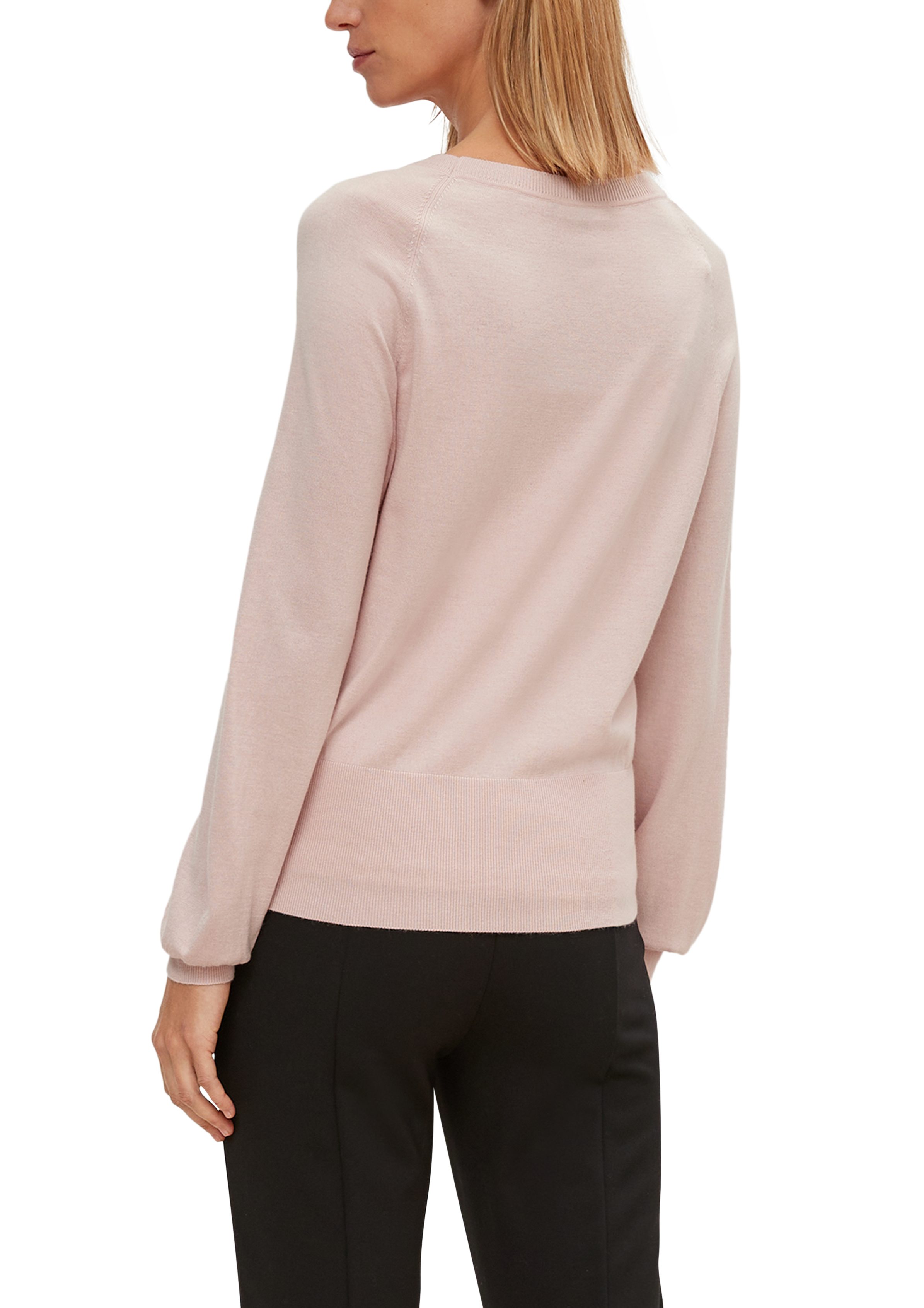 Comma Langarmshirt mit zartrosa Kaschmir Pullover