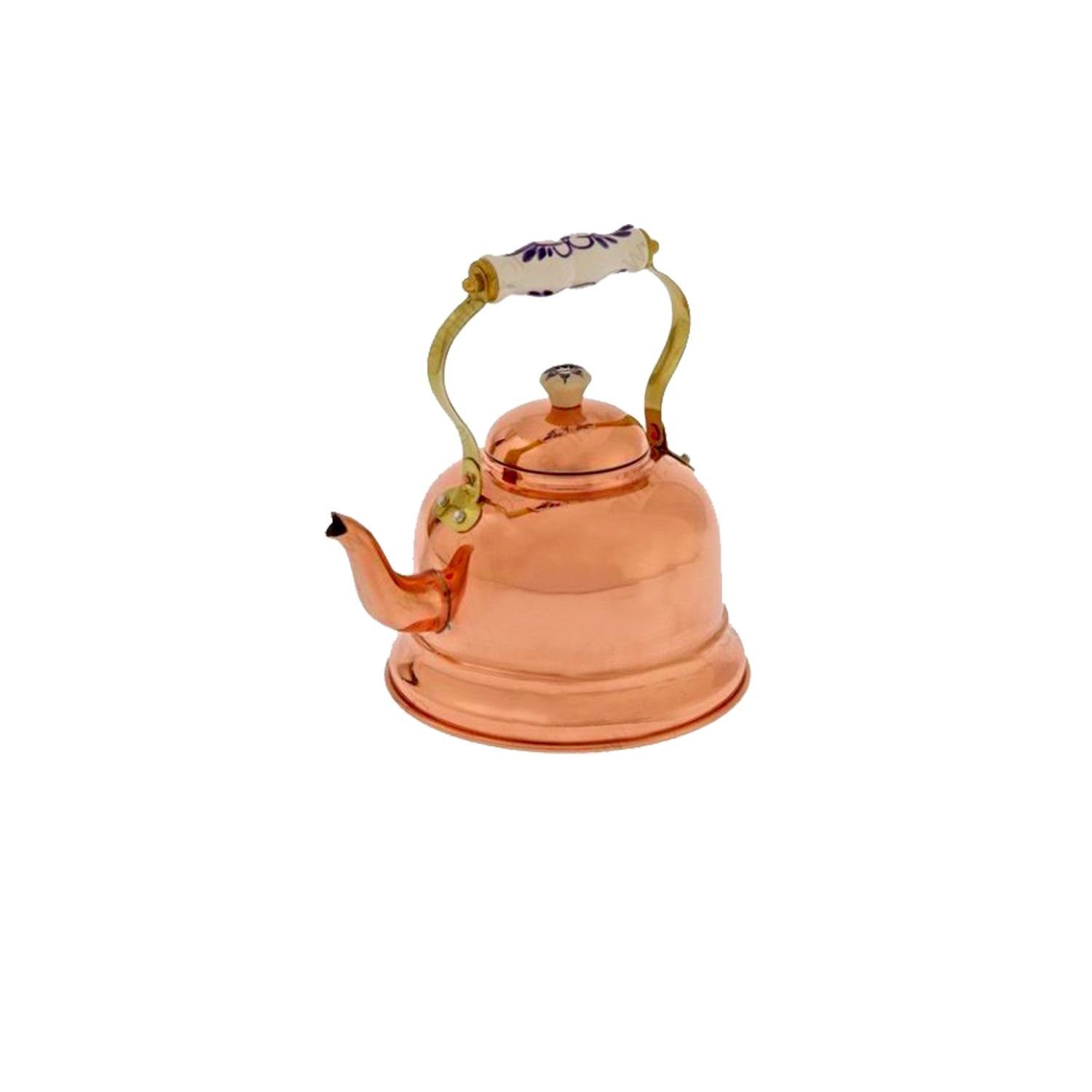 ich-zapfe Wasserkessel Wasserkessel, Teekessel - aus Kupfer, mit Porzellanhenkel, 1,5L