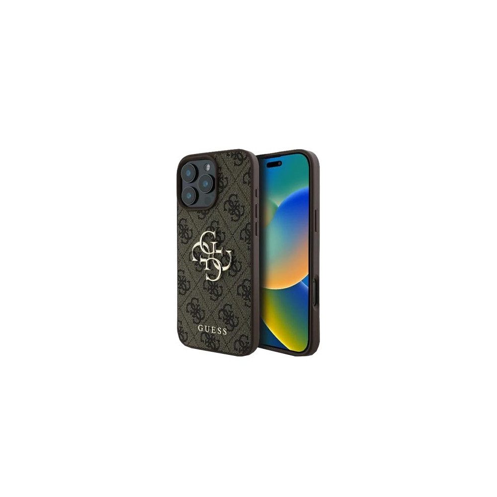 Guess Handyhülle GUESS Hard Cover 4G Big Logo Braun für iPhone 16 6,1 Zoll