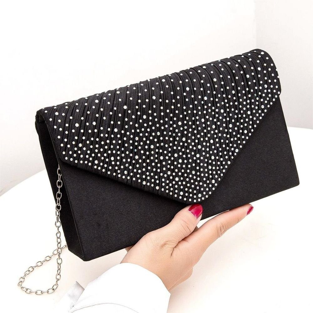 VIVIHEYDAY Abendtasche Abendtasche Handtasche Modische Strass Party Dekor, mit Damen-Clutch-Tasche, für Abendveranstaltungen Schwarz