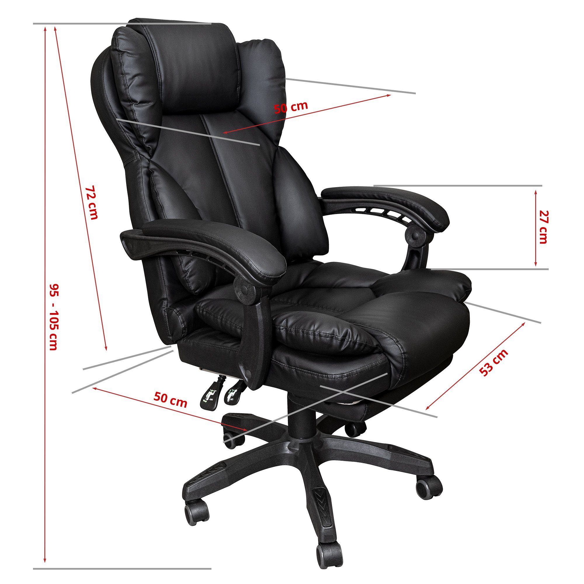 TRISENS Chefsessel Rafael (1 Stück), Bürostuhl mit extra Polsterung Home Office Chair im Lederoptik-Design