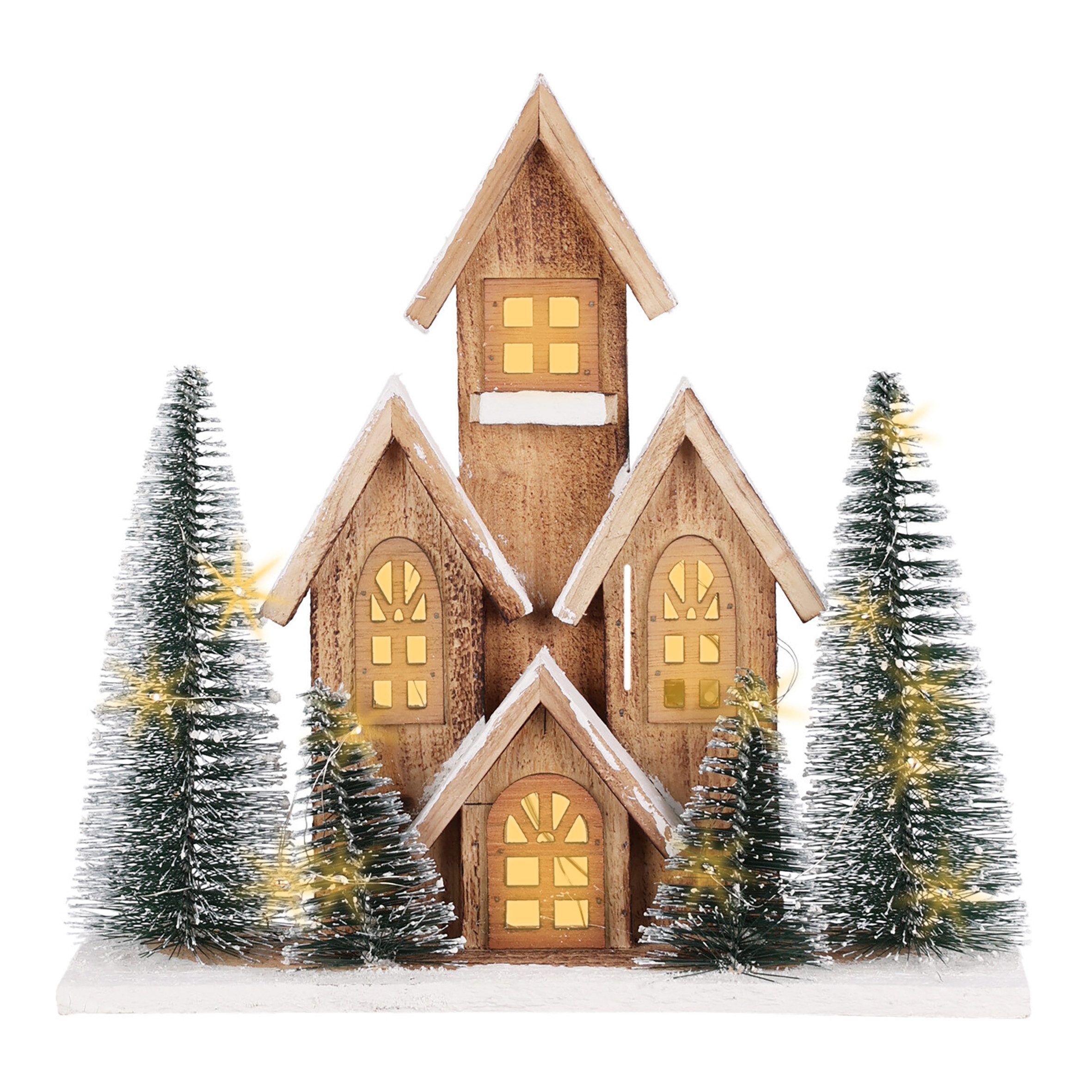 Spetebo Weihnachtsdorf LED Häuserzeile mit Timer 32 x 30 cm warm weiß, mit Timer Funktion