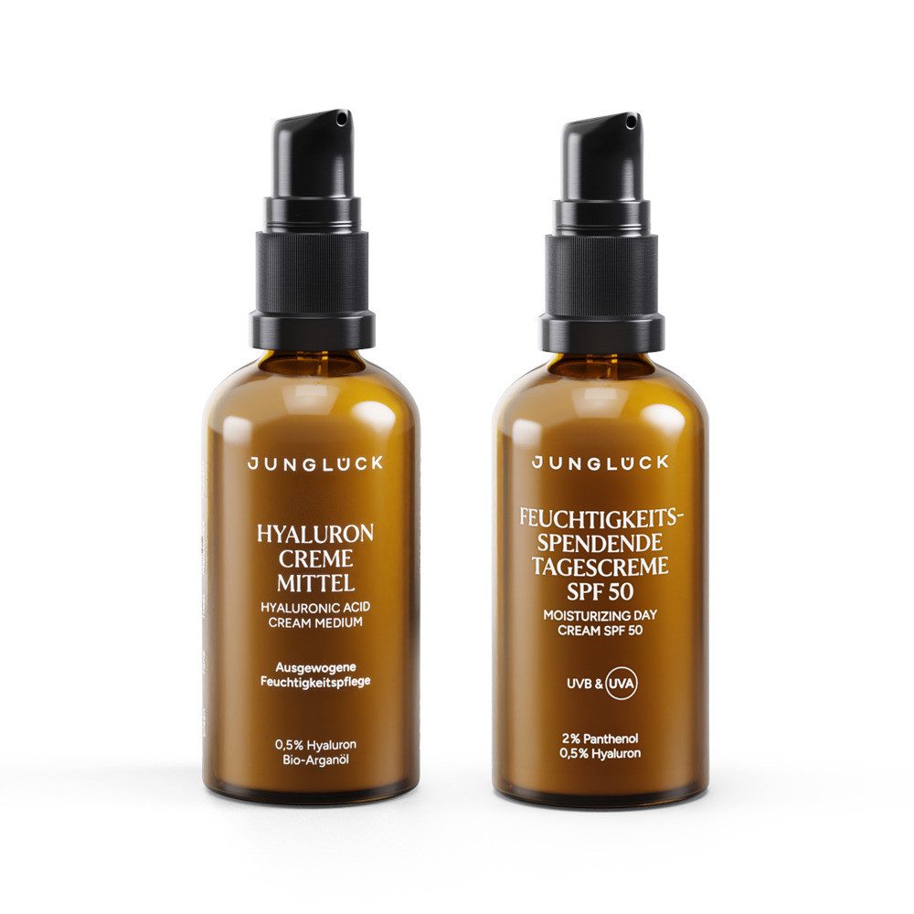 JUNGLÜCK Hautpflege-Set Balanced Day & Night Kombi mit SPF 50, 1-tlg., Hydratisiert, schützt mit SPF 50 & pflegt ausgewogen