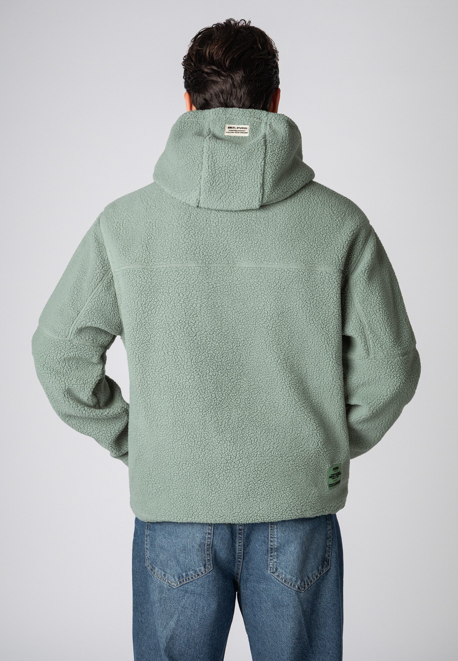 SUBLEVEL Fleecejacke Herren Fleece Kapuzenpullover Sweater, Kapuzensweatshirt mit Kapuze, Taschen in Seitennaht