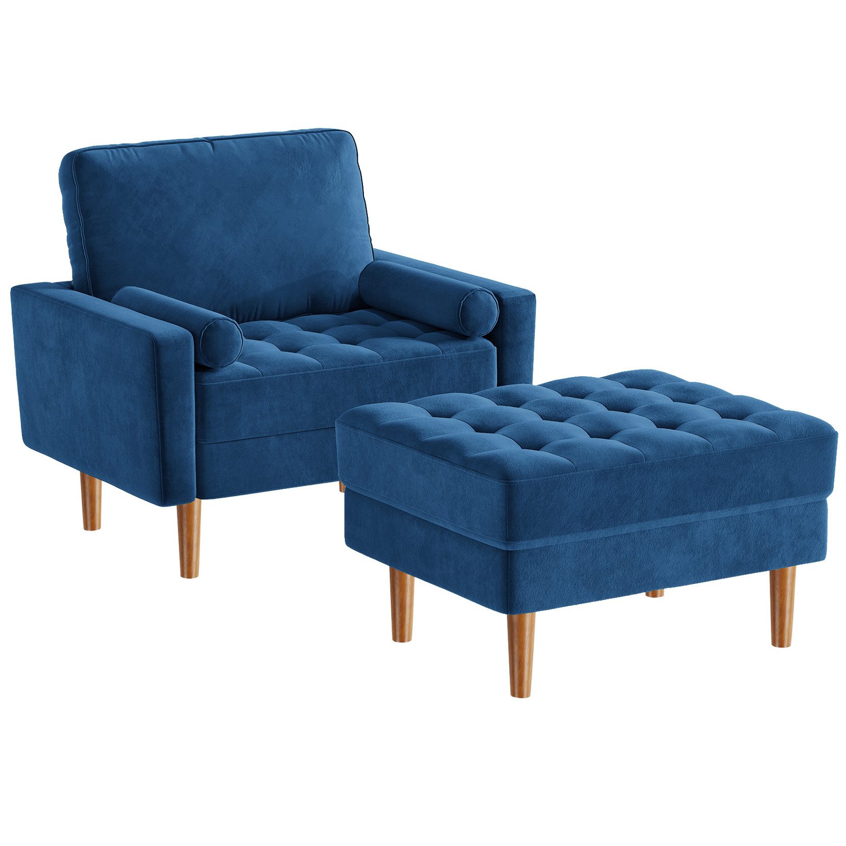 Vesgantti TV-Sessel Polstersessel mit Hocker Samt Relaxsessel Loungesessel Fernsehsessel